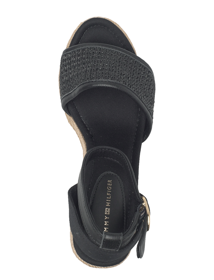 Tommy Hilfiger - HIGH WEDGE ESPAD RAFFIA - espadrilles mit absatz - black - 3