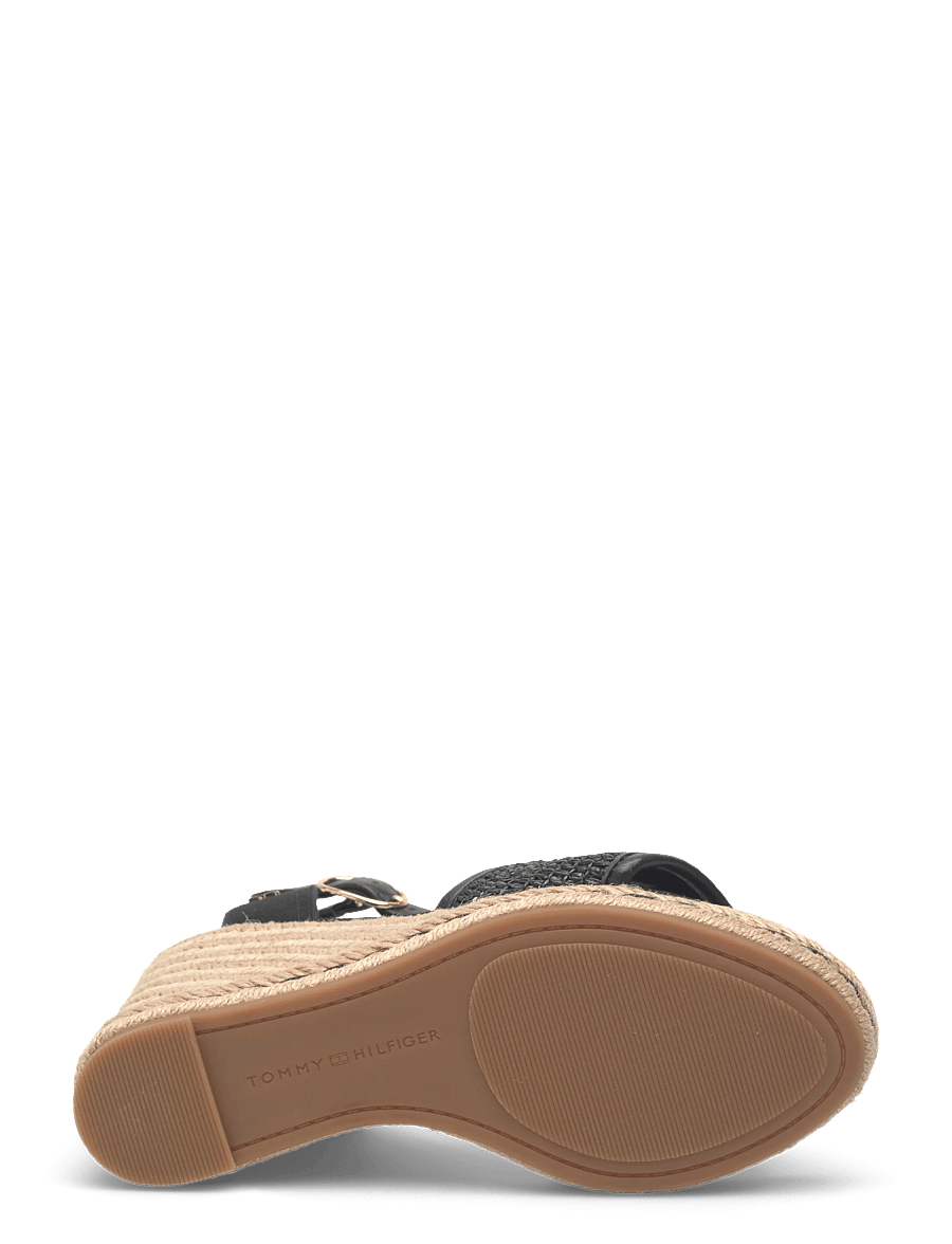 Tommy Hilfiger - HIGH WEDGE ESPAD RAFFIA - espadrilles mit absatz - black - 4