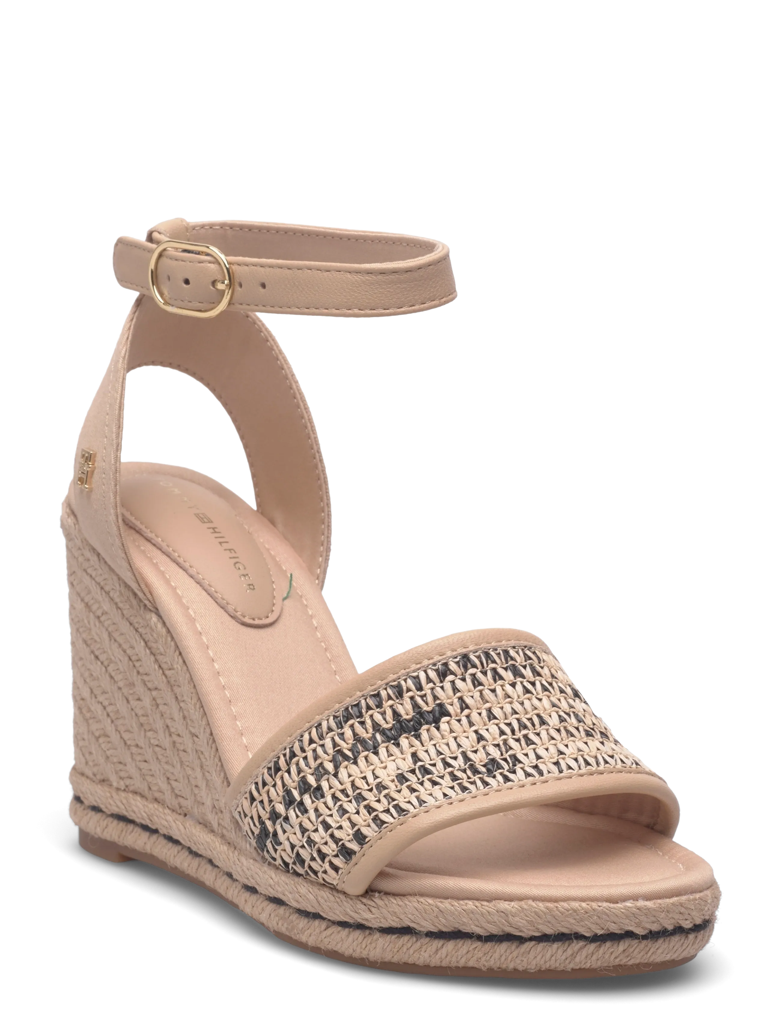 Tommy Hilfiger HIGH WEDGE ESPAD RAFFIA - Wedges - NATURAL BLACK / beige