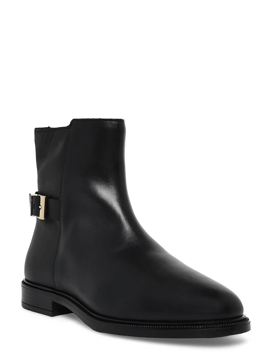 Tommy Hilfiger - TH BUCKLE LEATHER ANKLE BOOT - flat ankle boots - black - 0