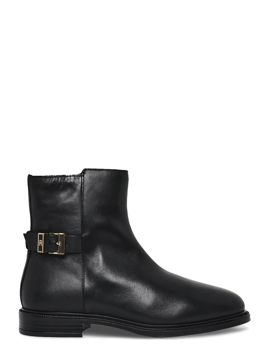 Tommy Hilfiger - TH BUCKLE LEATHER ANKLE BOOT - flat ankle boots - black - 2