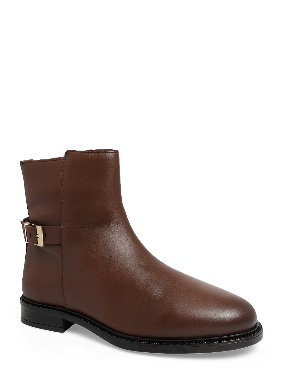Tommy Hilfiger - TH BUCKLE LEATHER ANKLE BOOT - flache stiefeletten - winter cognac - 0