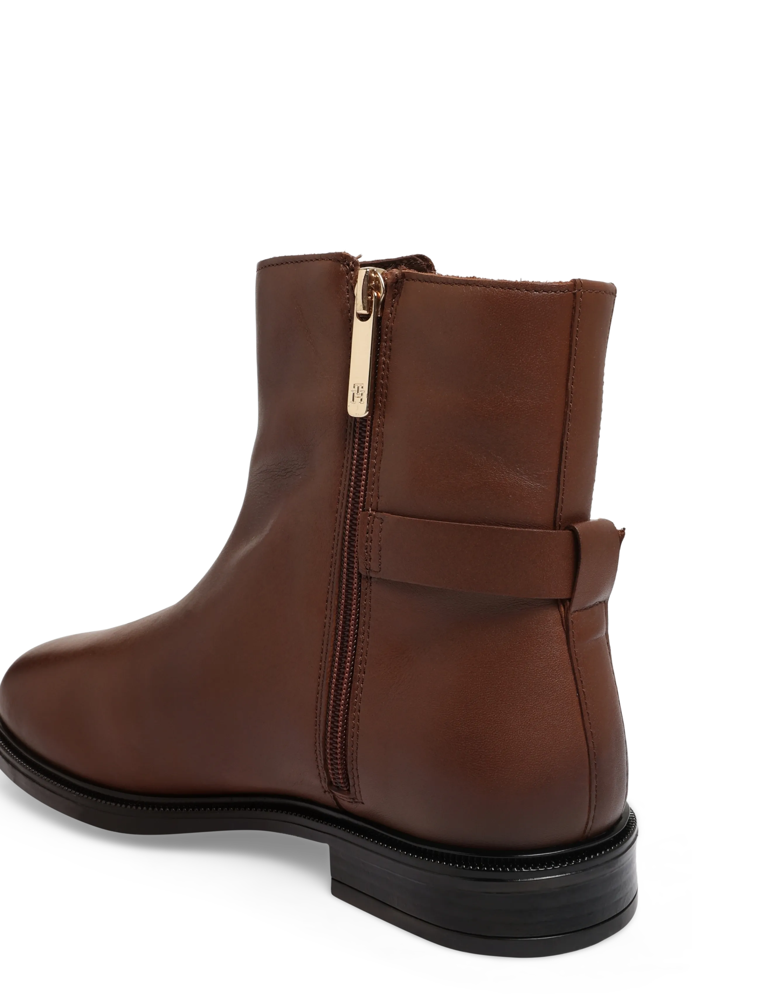 Tommy Hilfiger - TH BUCKLE LEATHER ANKLE BOOT - flat ankle boots - winter cognac - 1