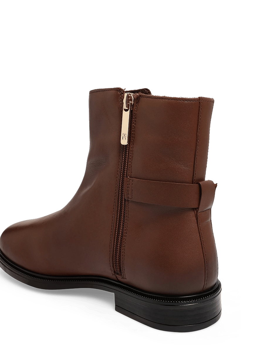 Tommy Hilfiger - TH BUCKLE LEATHER ANKLE BOOT - flache stiefeletten - winter cognac - 1
