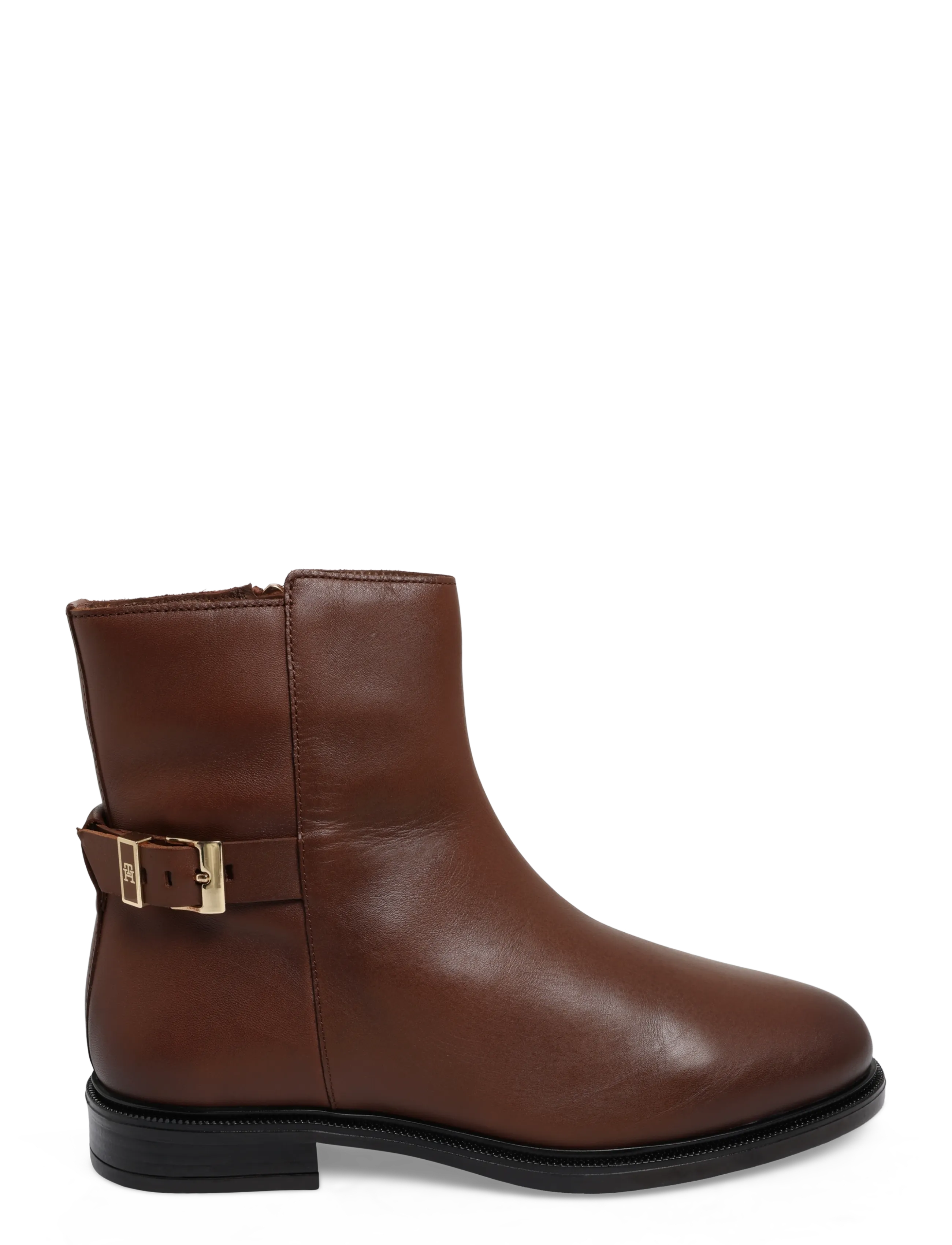 Tommy Hilfiger - TH BUCKLE LEATHER ANKLE BOOT - flat ankle boots - winter cognac - 2