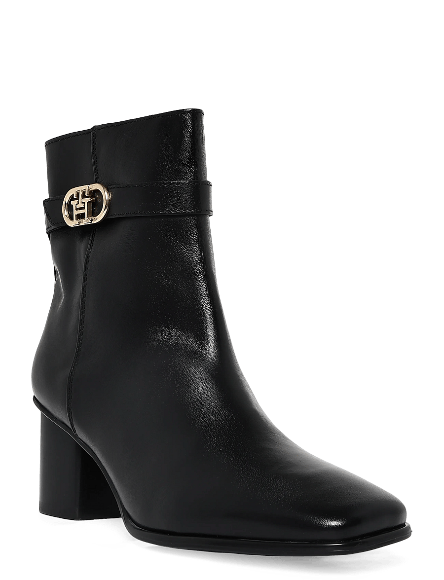Tommy Hilfiger - TH STRAP LEATHER BLOCK HEEL BOOT - heeled ankle boots - black - 0