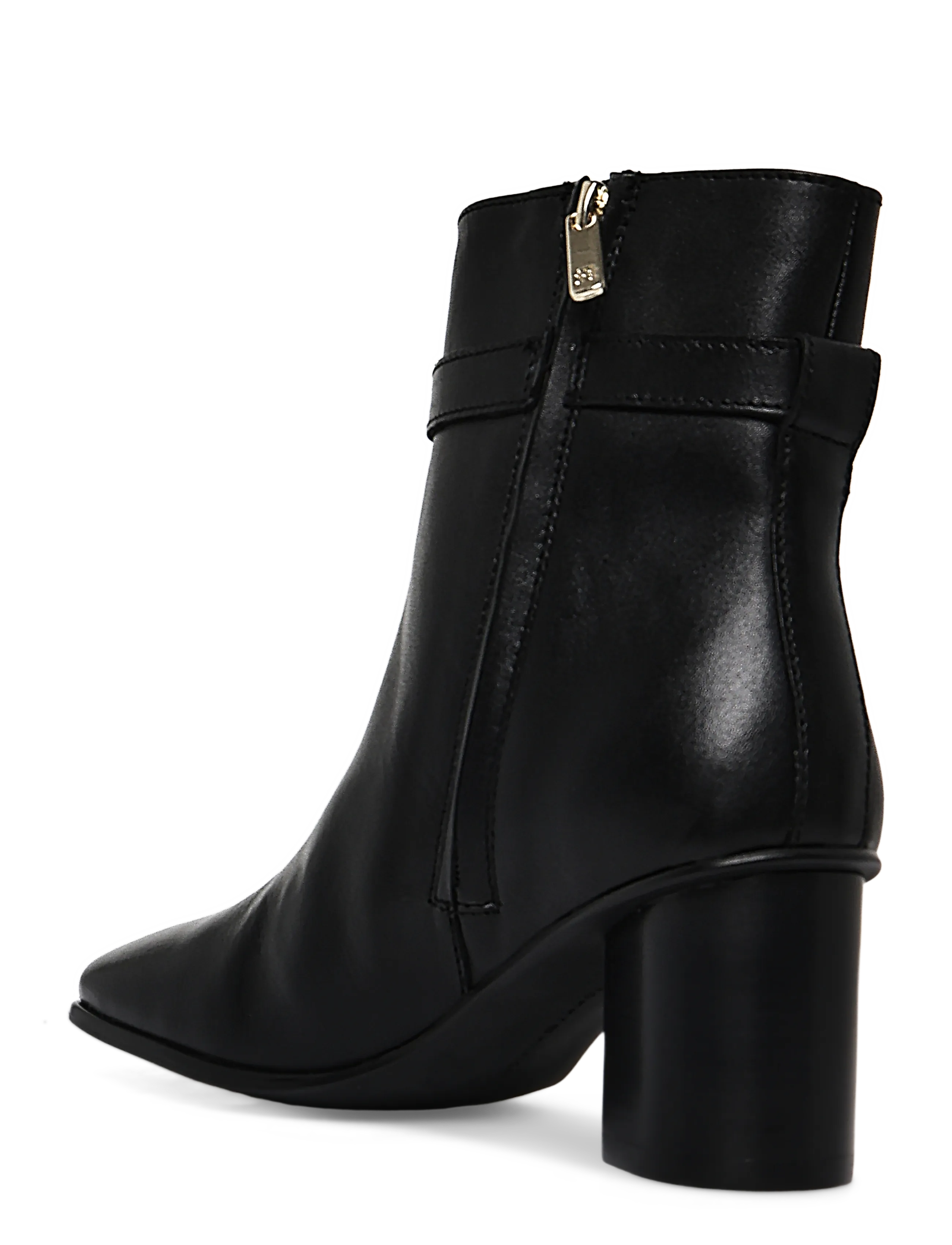 Tommy Hilfiger - TH STRAP LEATHER BLOCK HEEL BOOT - kontsaga poolsaapad - black - 1