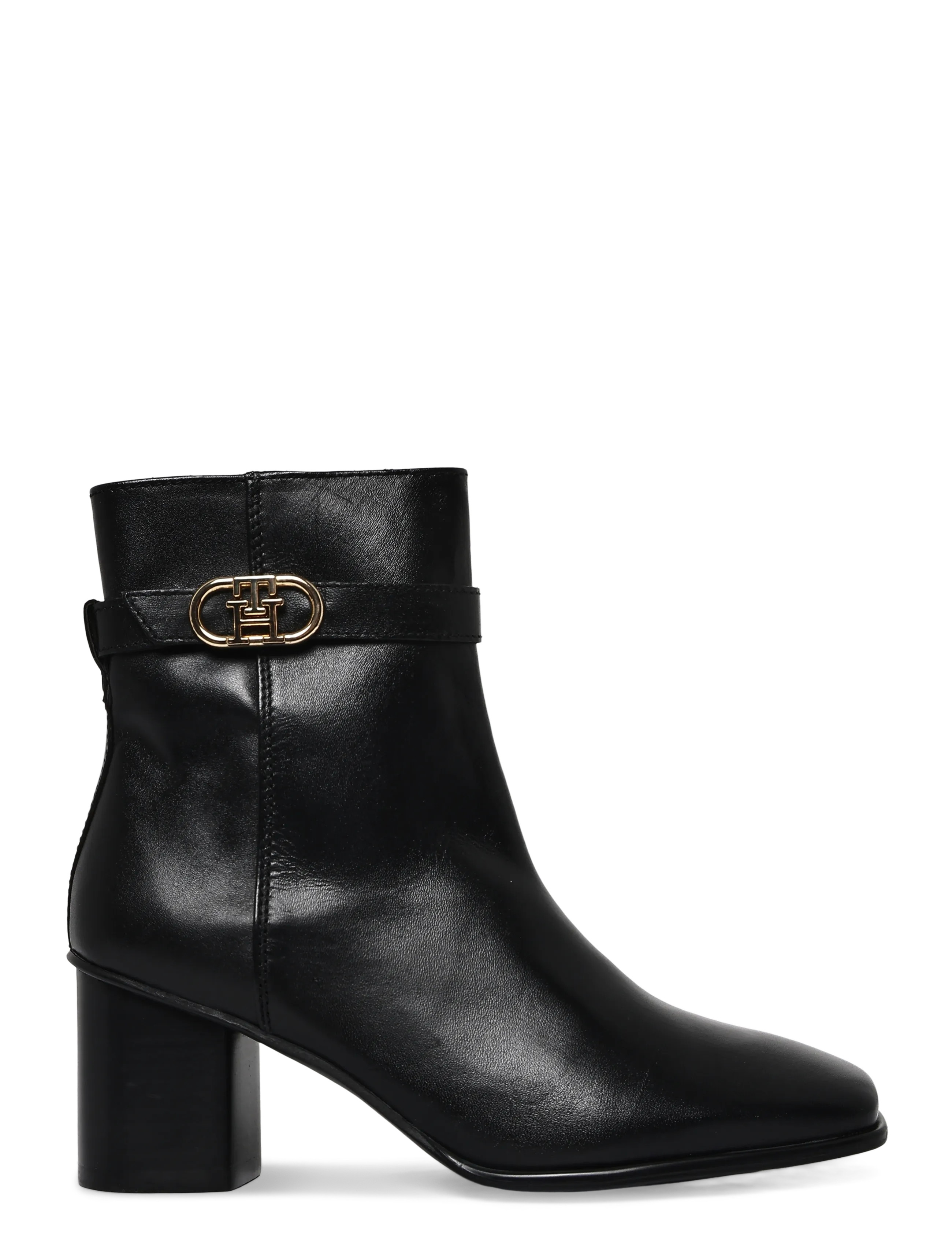 Tommy Hilfiger - TH STRAP LEATHER BLOCK HEEL BOOT - kontsaga poolsaapad - black - 2