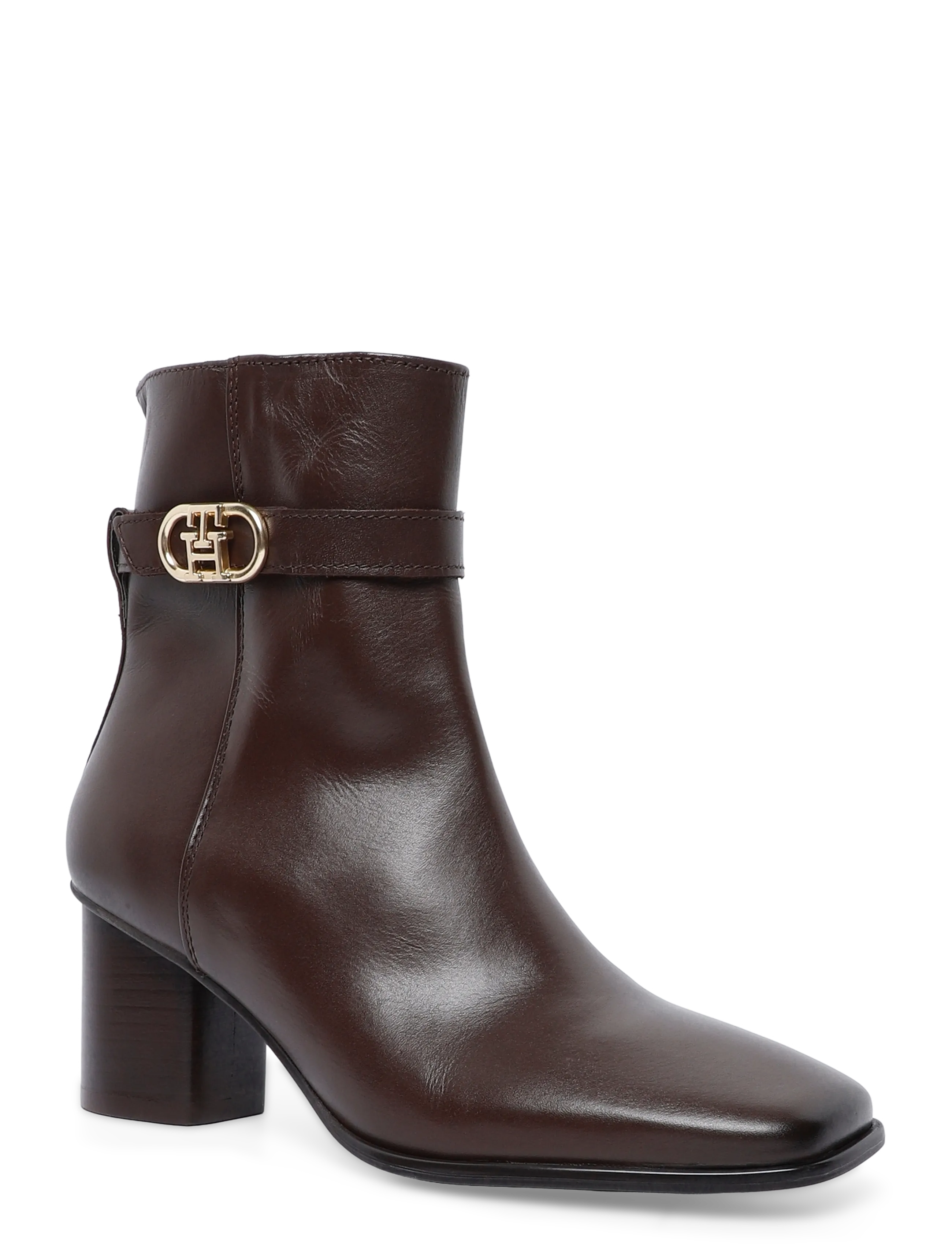 Tommy Hilfiger TH STRAP LEATHER BLOCK HEEL BOOT - Stiefel - COCOA / brown