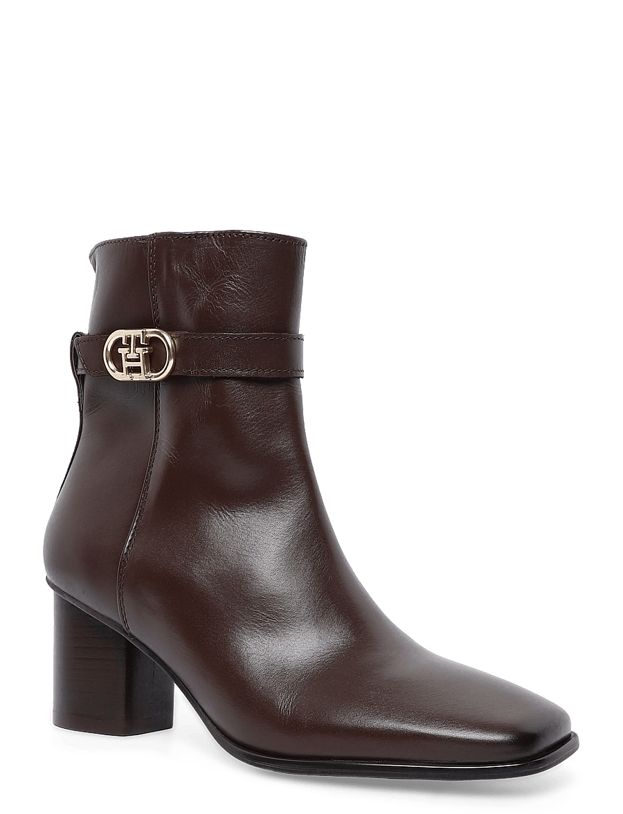 Tommy Hilfiger - TH STRAP LEATHER BLOCK HEEL BOOT - stiefeletten mit absatz - cocoa - 0