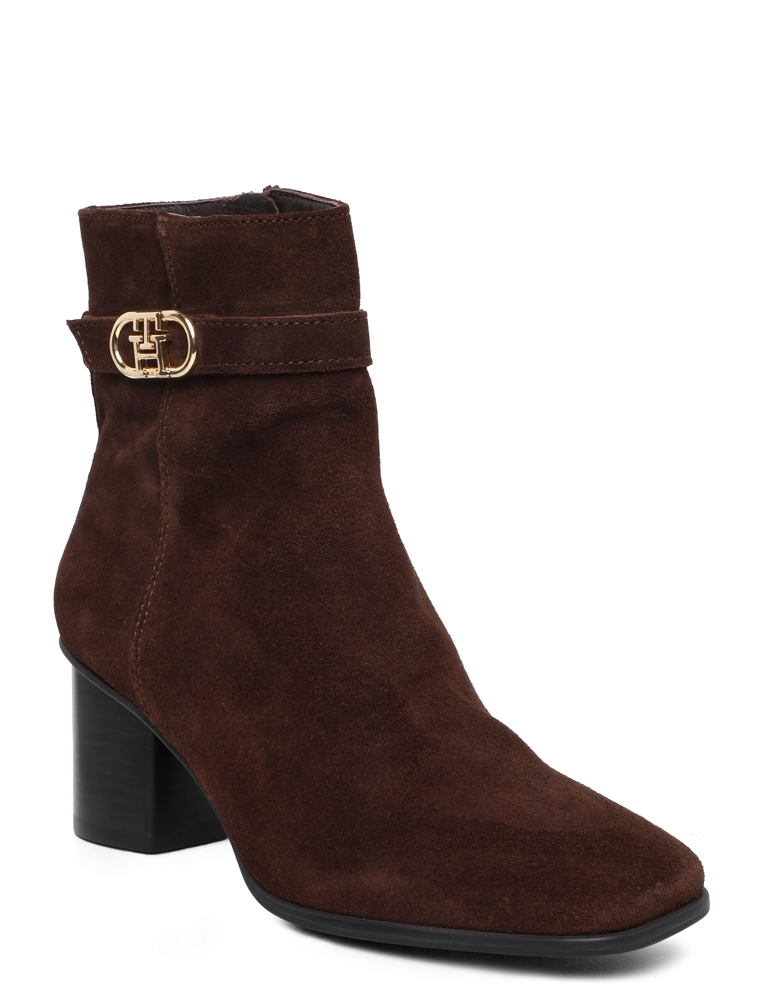 Tommy Hilfiger TH STRAP SUEDE BLOCK HEEL BOOT - Jalanõud - FONDANT BROWN / brown