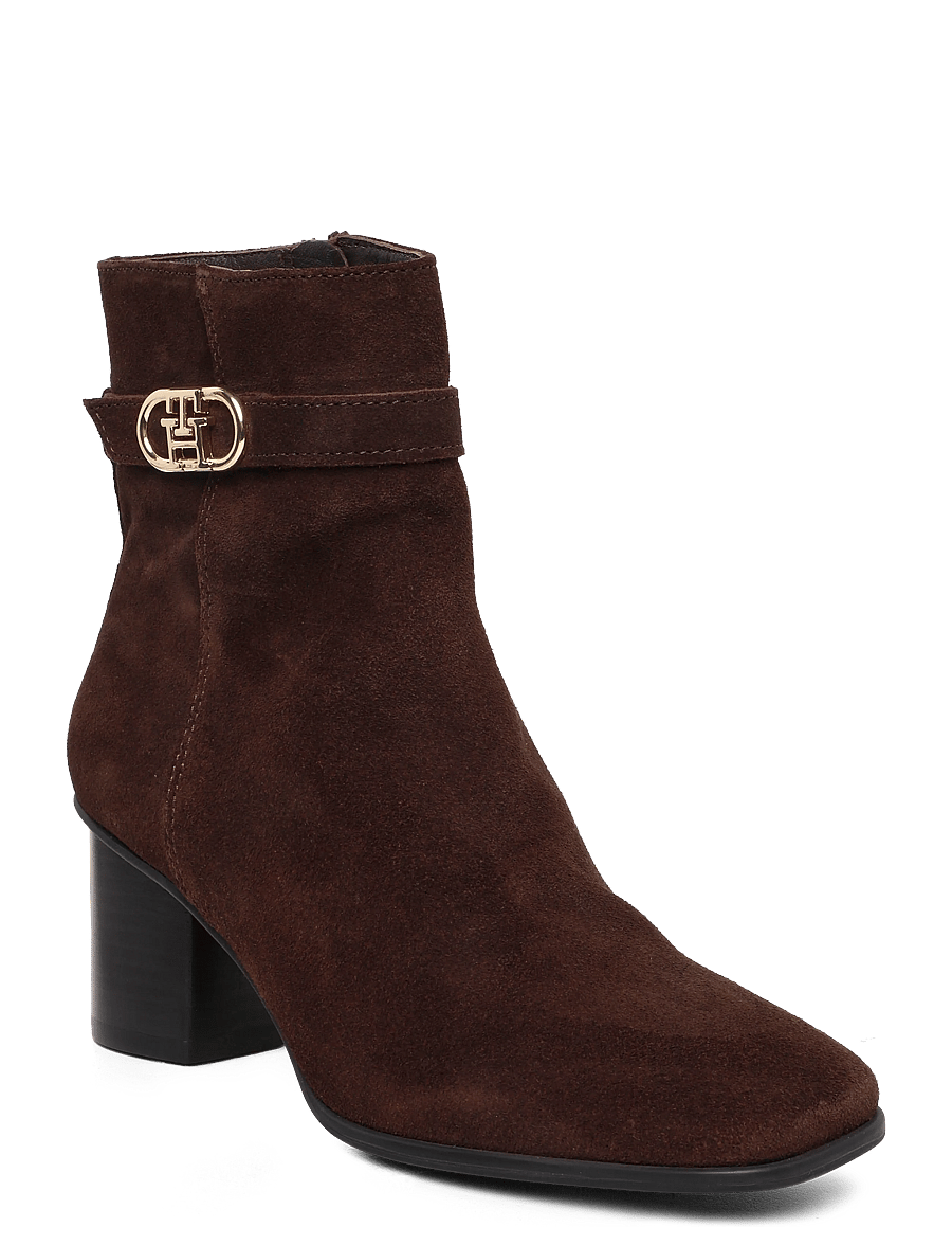 Tommy Hilfiger - TH STRAP SUEDE BLOCK HEEL BOOT - stiefeletten mit absatz - fondant brown - 0