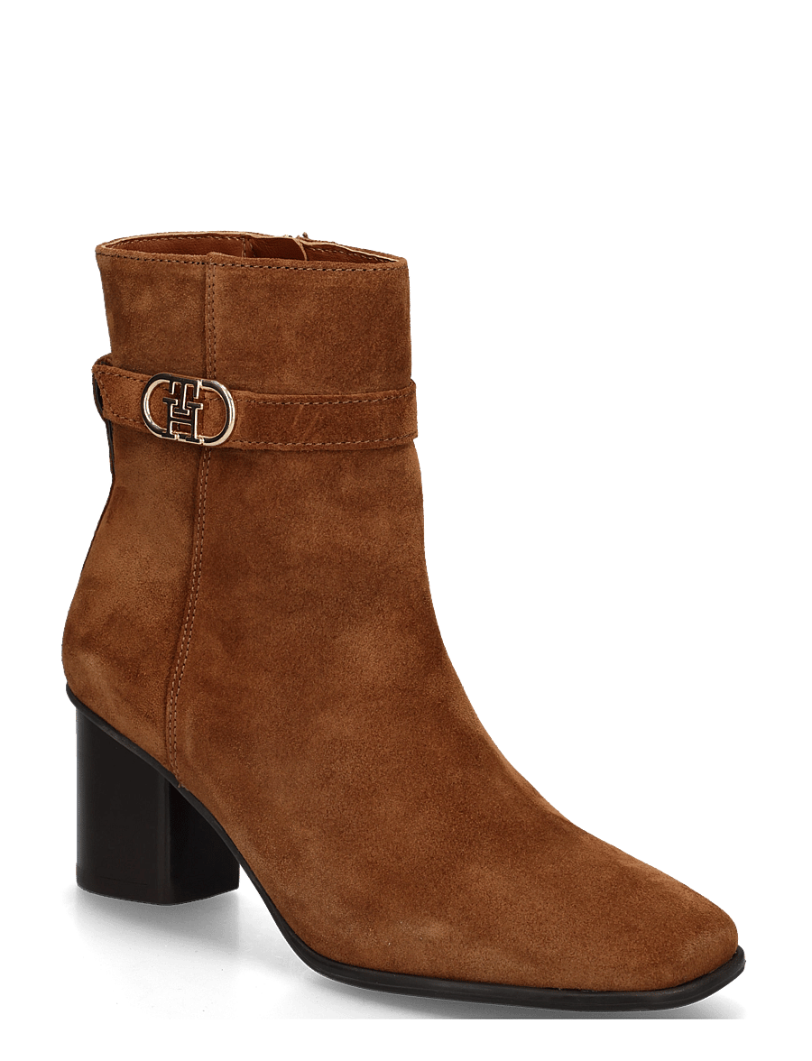 Tommy Hilfiger - TH STRAP SUEDE BLOCK HEEL BOOT - korolliset nilkkurit - ginger clay - 0