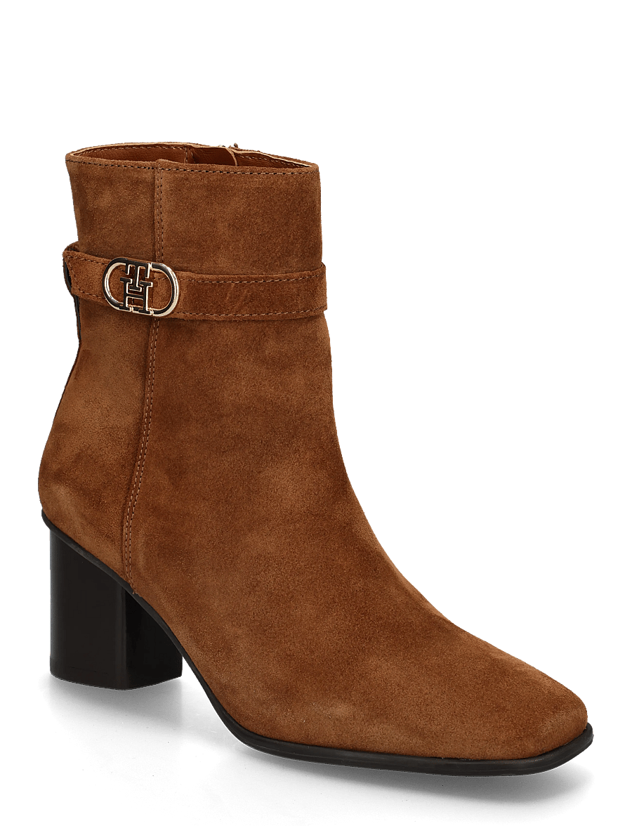 Tommy Hilfiger - TH STRAP SUEDE BLOCK HEEL BOOT - stövletter - ginger clay - 0