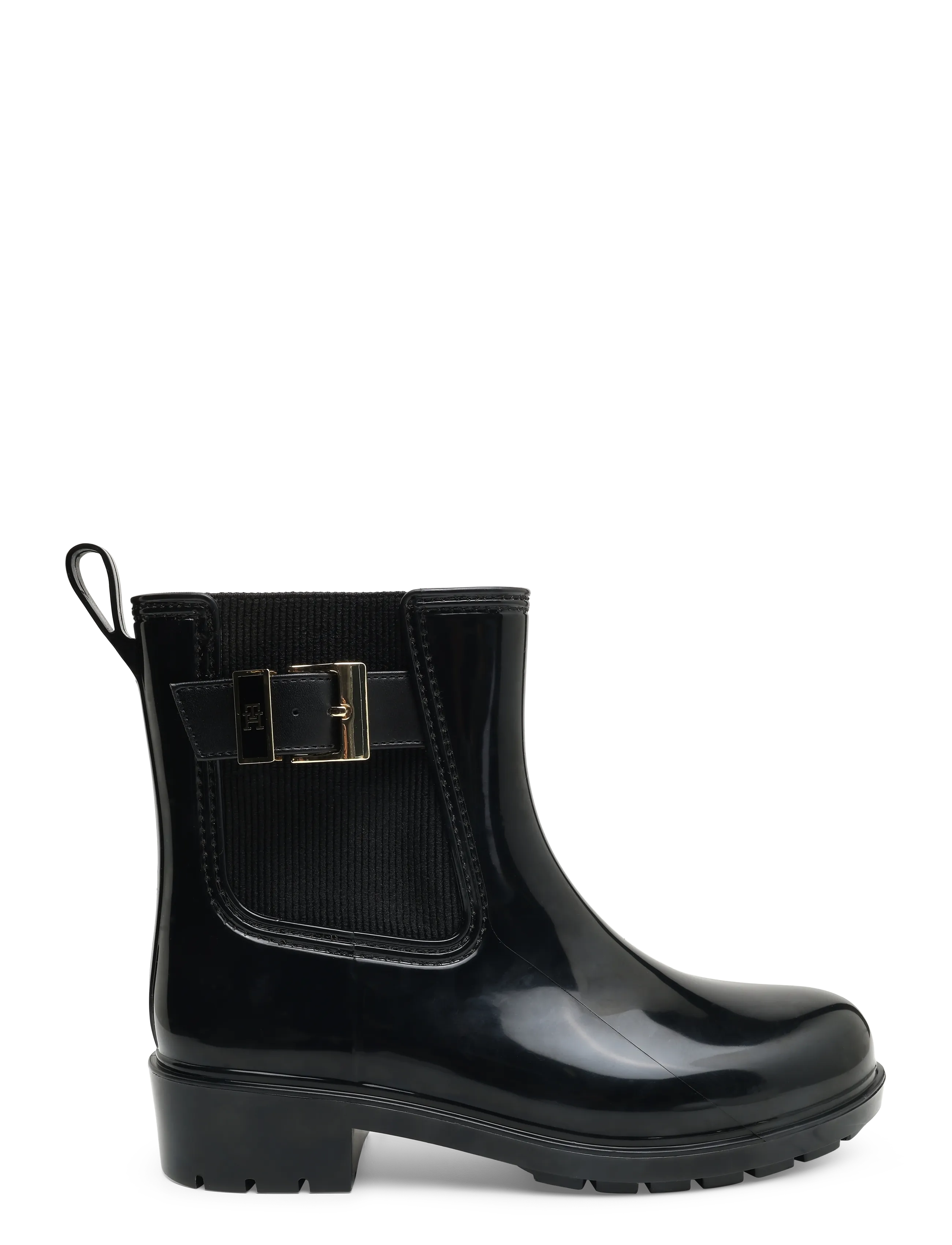 Tommy Hilfiger - TH BUCKLE GLOSSY ANKLE RAIN BOOT - stiefeletten mit absatz - black - 2