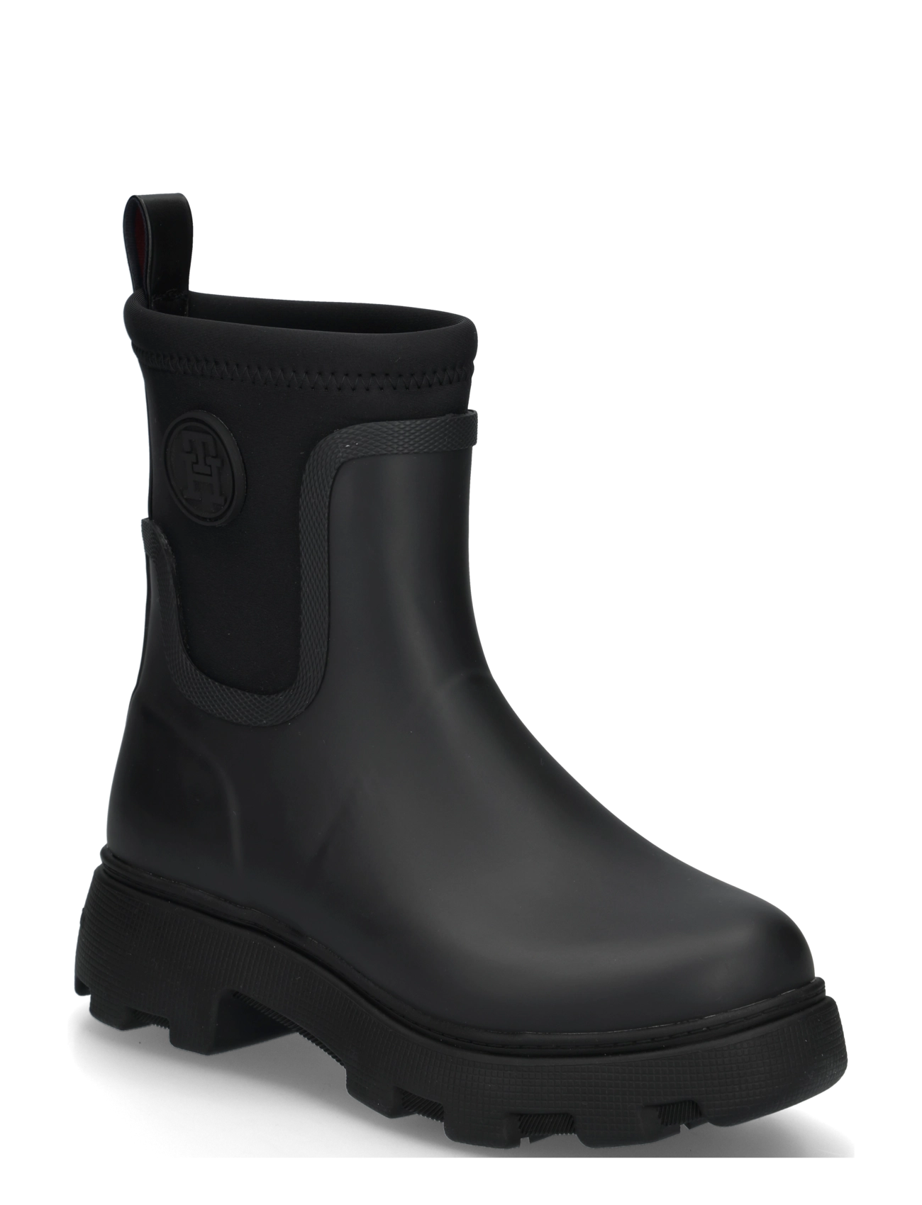 Tommy Hilfiger TH STAMP WARM ANKLE RAIN BOOT - Rain boots - BLACK / black