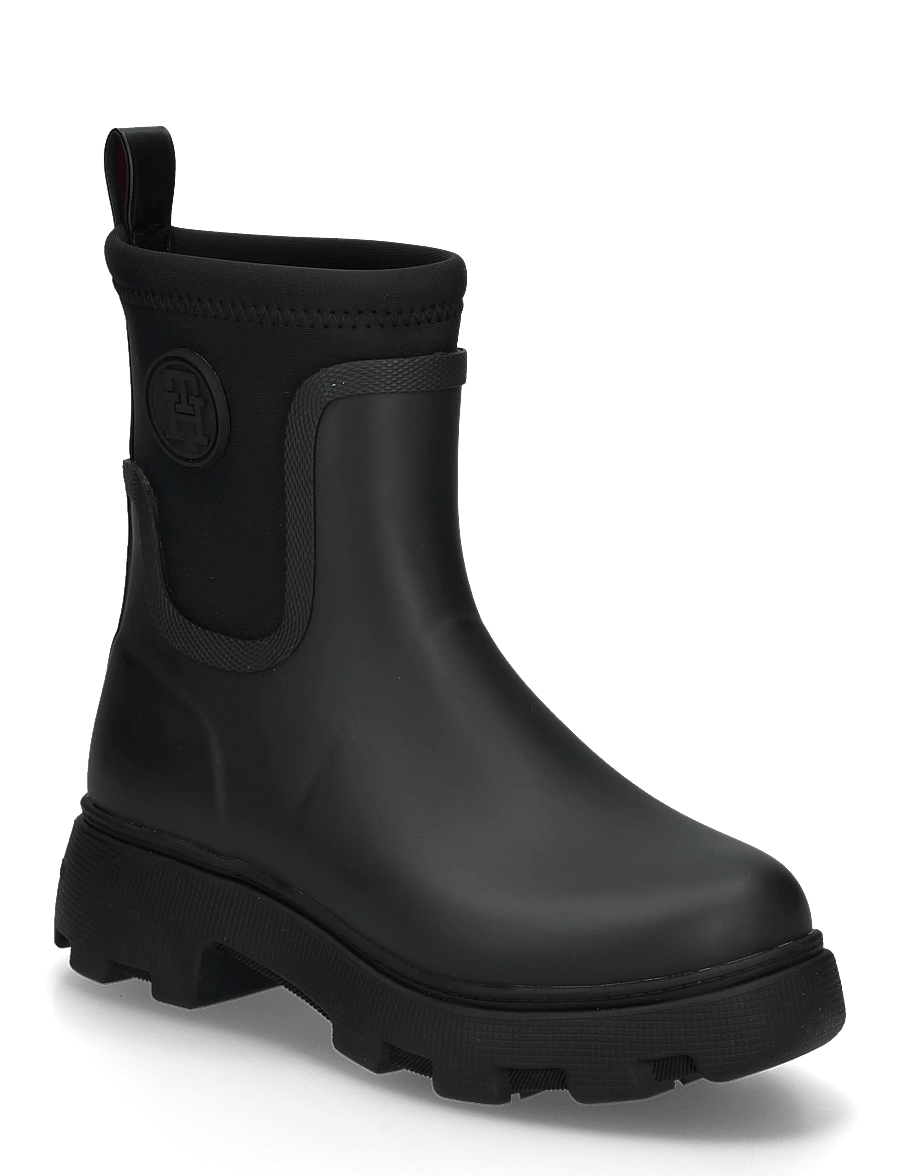Tommy Hilfiger - TH STAMP WARM ANKLE RAIN BOOT - vardagsstil - black - 0
