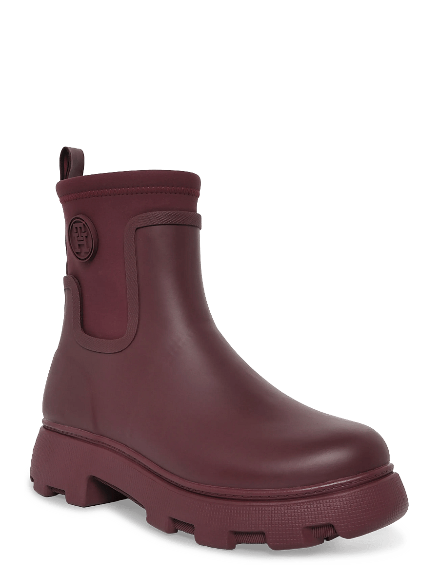 Tommy Hilfiger - TH STAMP WARM ANKLE RAIN BOOT - rain boots - oxblood - 0