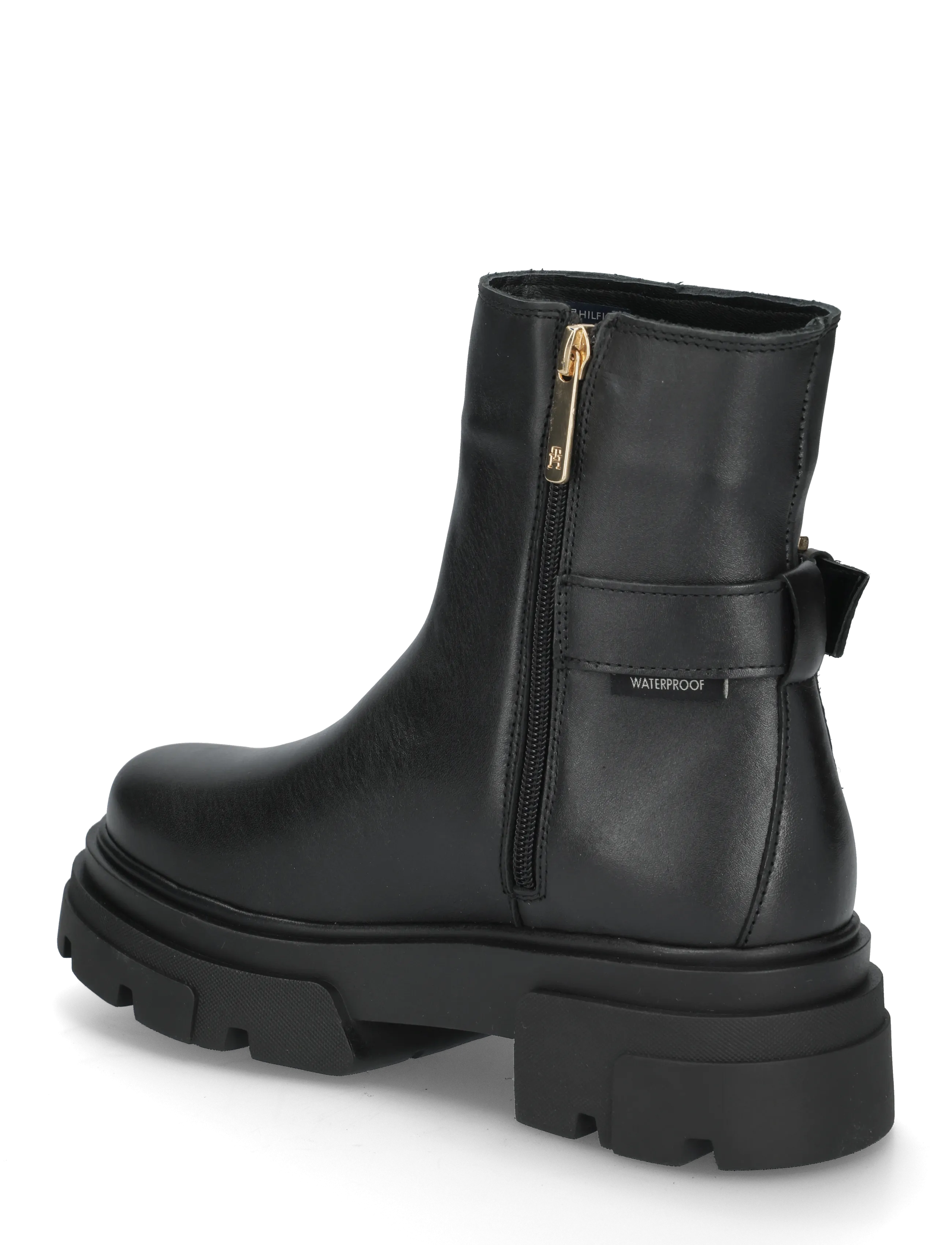 Tommy Hilfiger - LEATHER CHUNKY TH BUCKLED BOOT - stövletter - black - 1