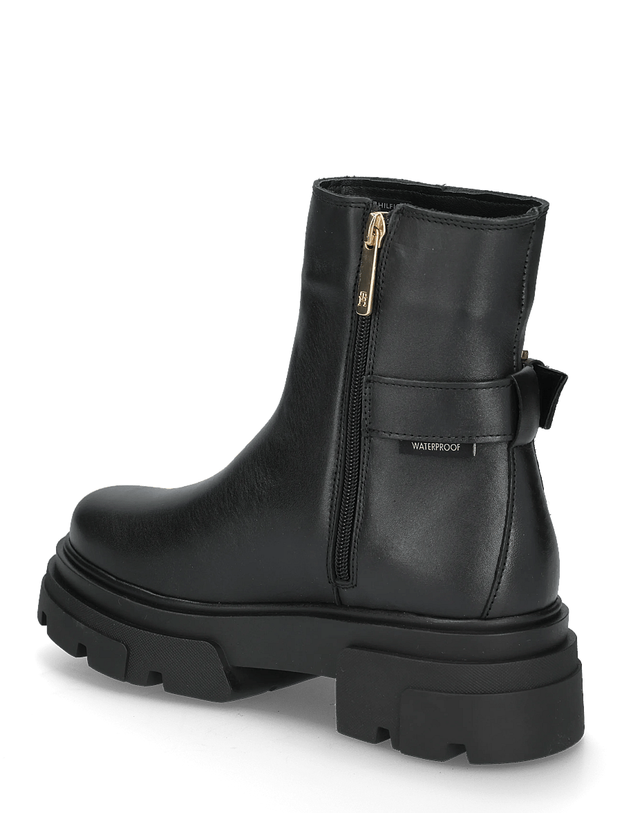Tommy Hilfiger - LEATHER CHUNKY TH BUCKLED BOOT - stövletter - black - 1