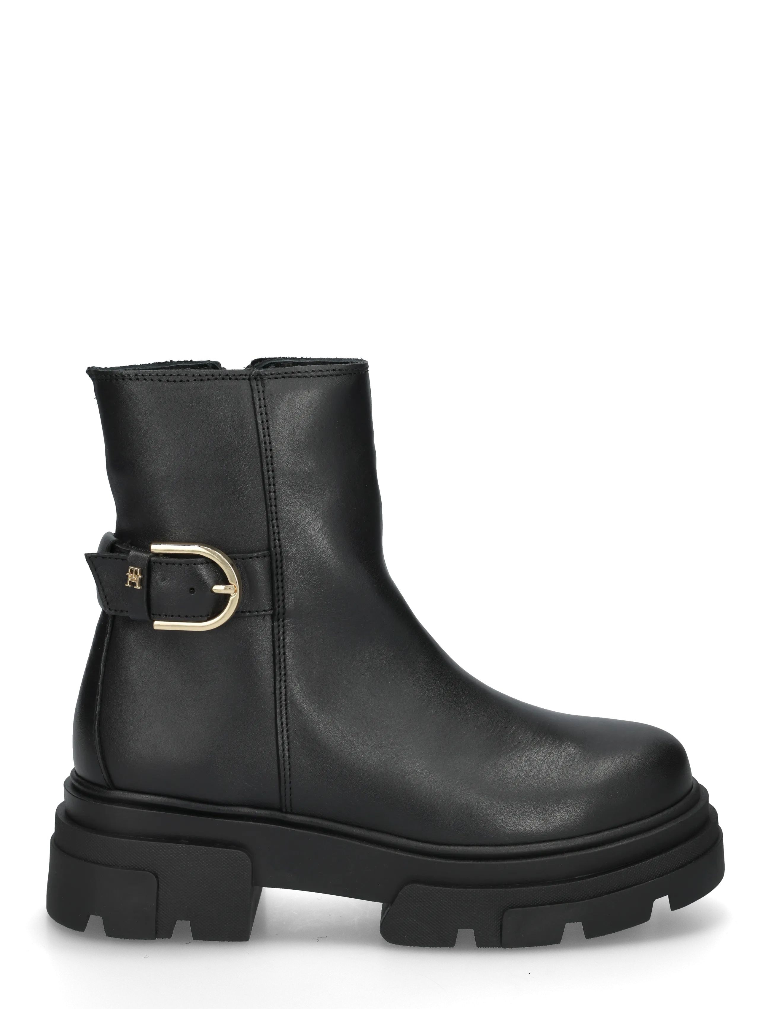 Tommy Hilfiger - LEATHER CHUNKY TH BUCKLED BOOT - stövletter - black - 2