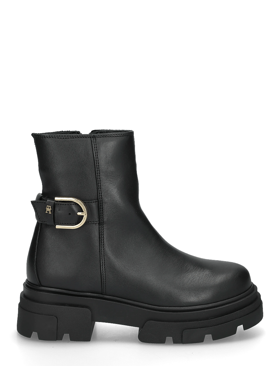 Tommy Hilfiger - LEATHER CHUNKY TH BUCKLED BOOT - stövletter - black - 2