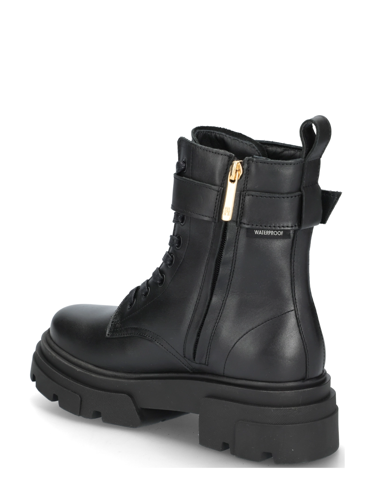 Tommy Hilfiger - LEATHER TH BUCKLED LACE-UP BOOT - kängor - black - 1