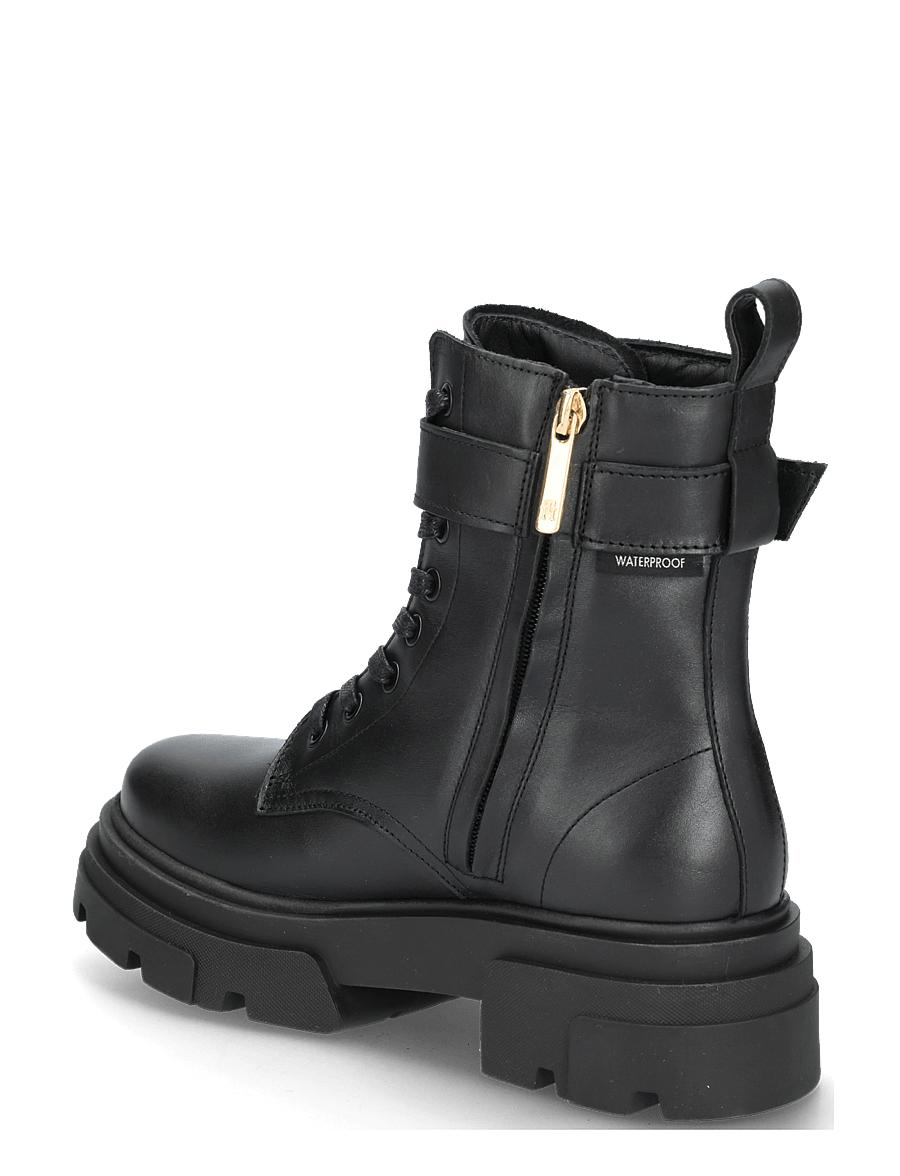 Tommy Hilfiger - LEATHER TH BUCKLED LACE-UP BOOT - kängor - black - 1
