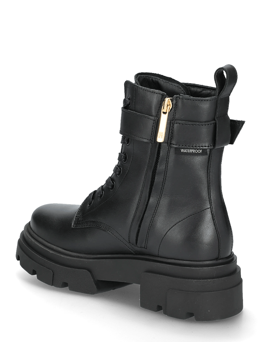 Tommy Hilfiger - LEATHER TH BUCKLED LACE-UP BOOT - snørestøvler - black - 1