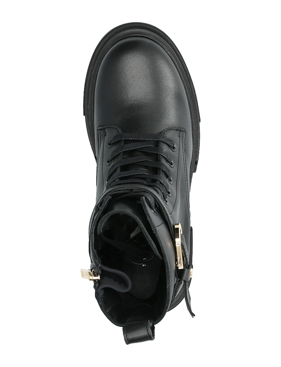 Tommy Hilfiger - LEATHER TH BUCKLED LACE-UP BOOT - snørestøvler - black - 3