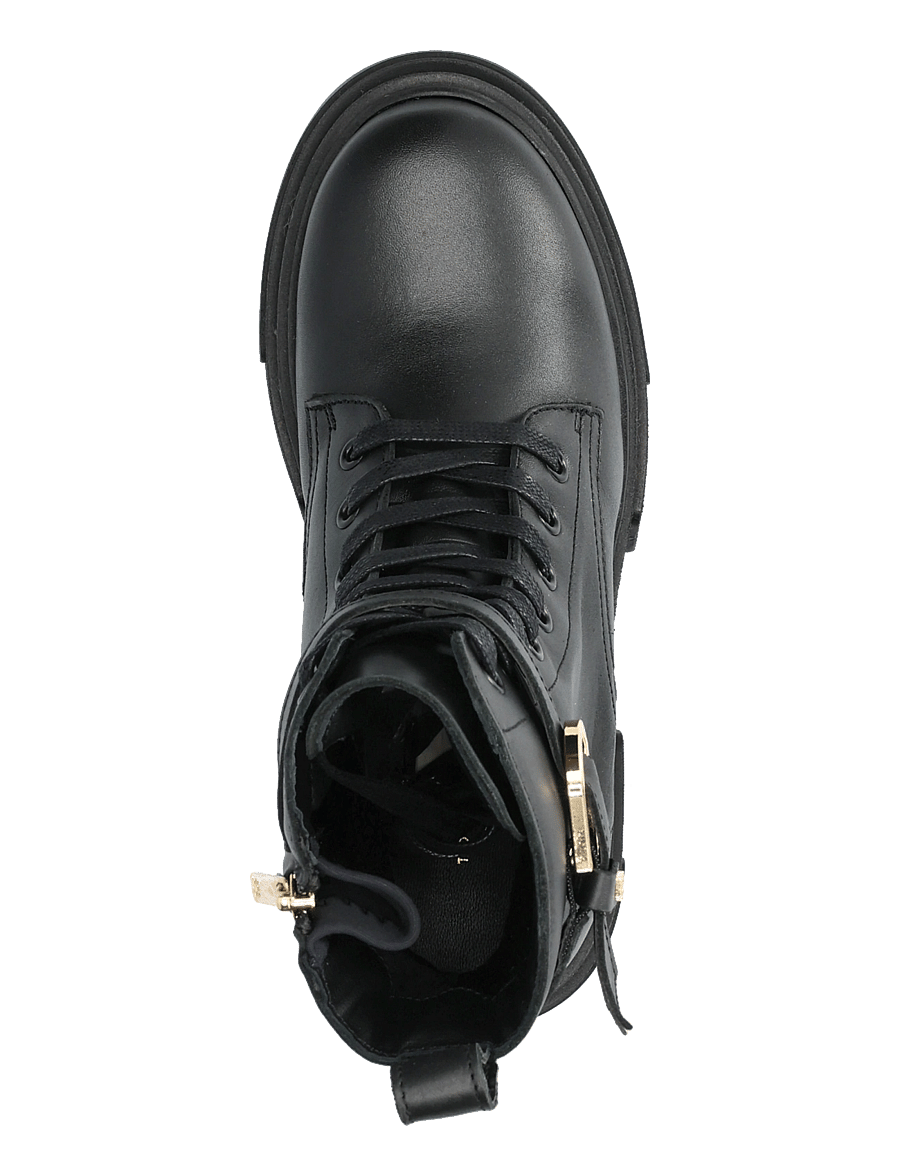 Tommy Hilfiger - LEATHER TH BUCKLED LACE-UP BOOT - kängor - black - 3