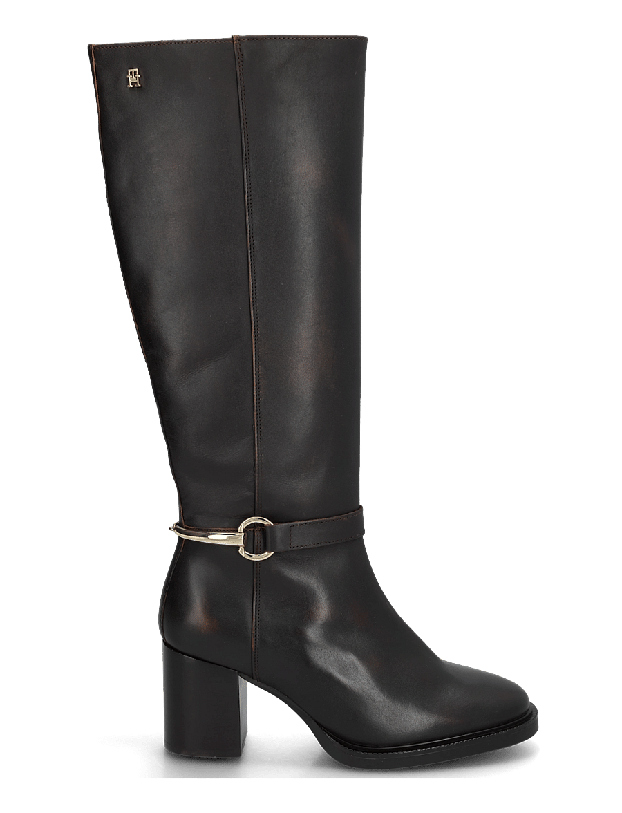 Tommy Hilfiger - TH STUD HEEL RIDING KNEE BOOT - langskaftede støvler - brushed brown - 2