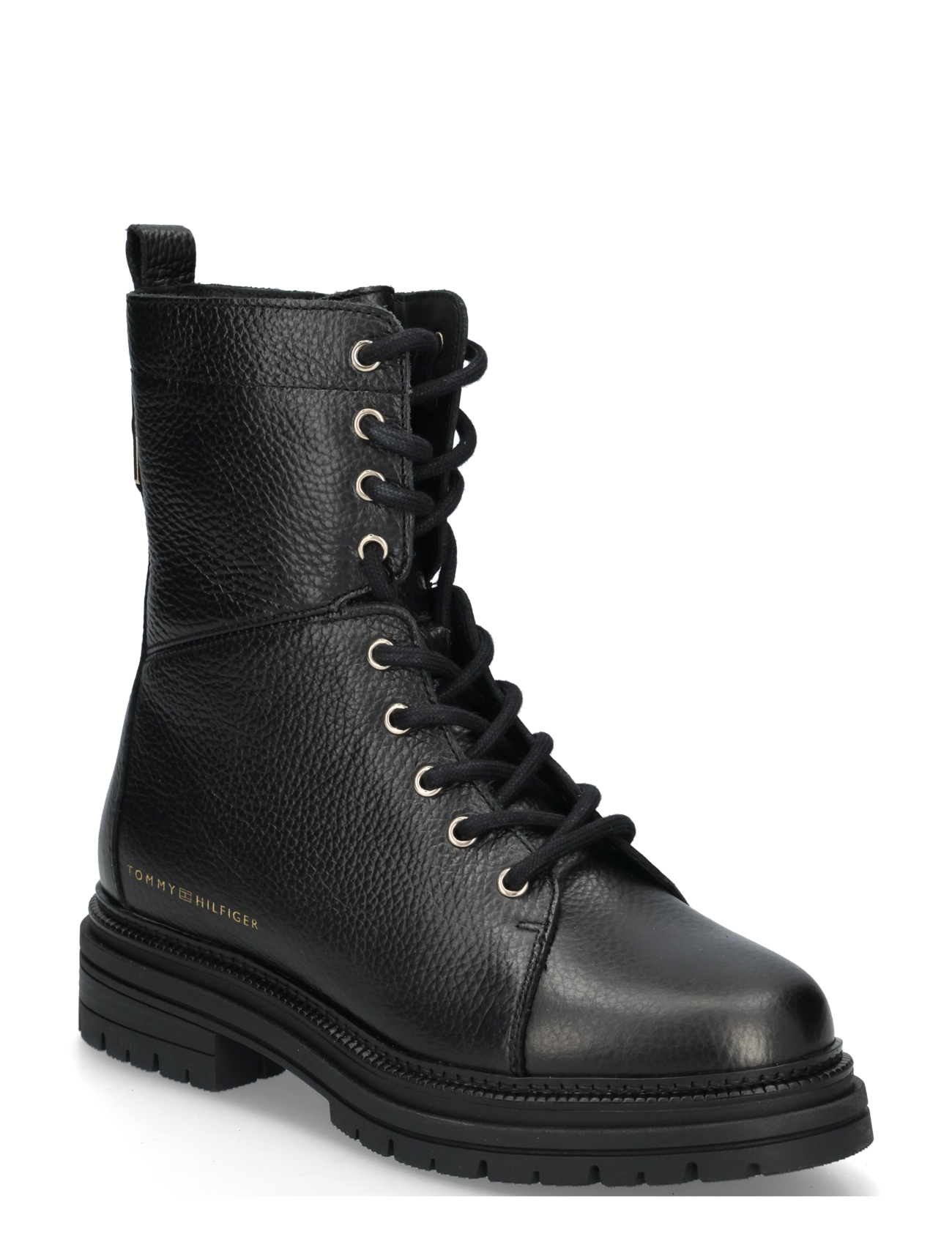 Tommy Hilfiger TH EMBOSS GRAIN LEATHER BOOT - Vardagsstil - BLACK / black
