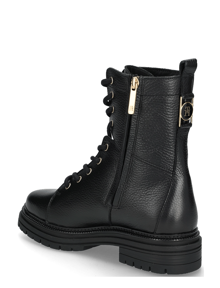 Tommy Hilfiger - TH EMBOSS GRAIN LEATHER BOOT - platta ankelboots - black - 1