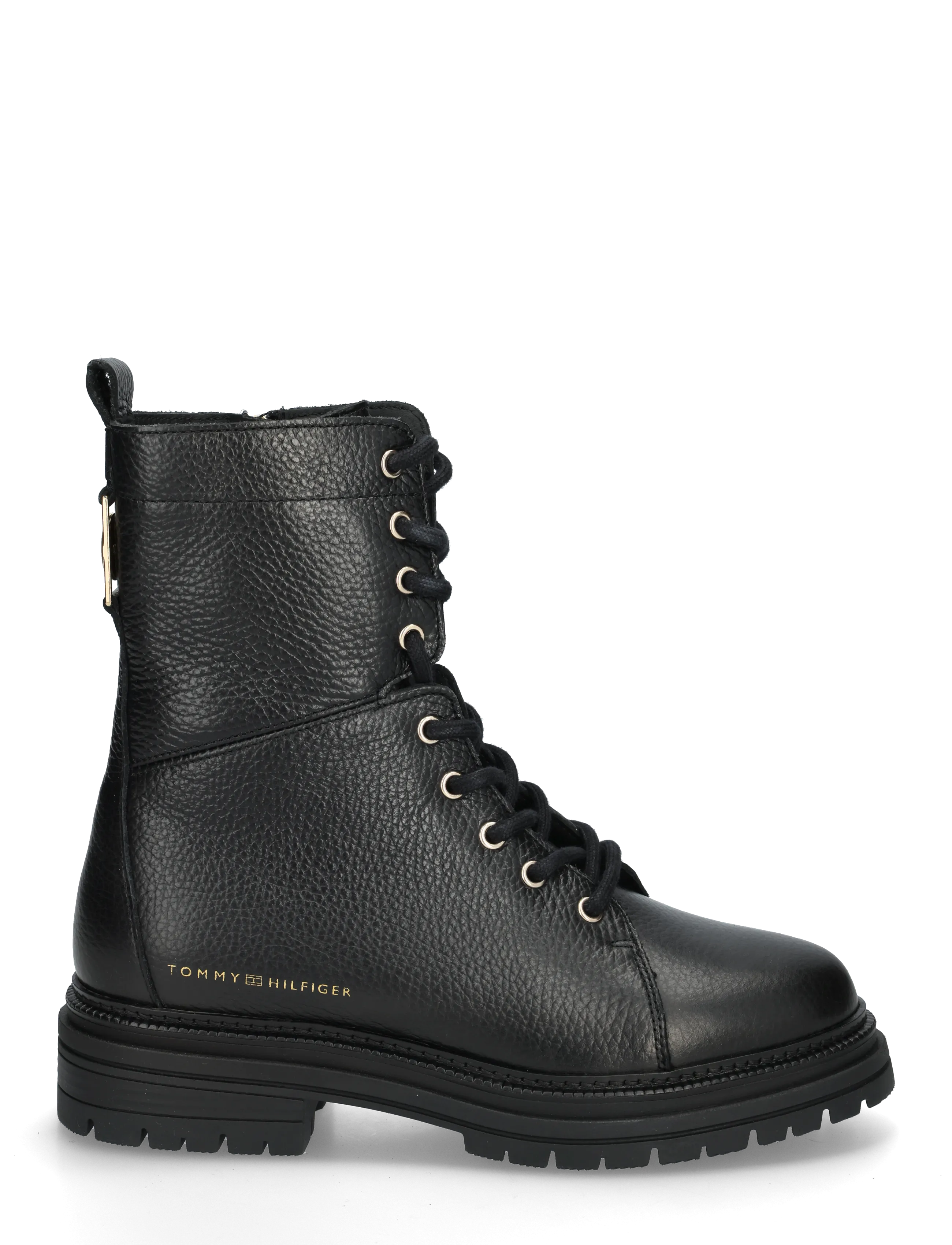 Tommy Hilfiger - TH EMBOSS GRAIN LEATHER BOOT - platta ankelboots - black - 2