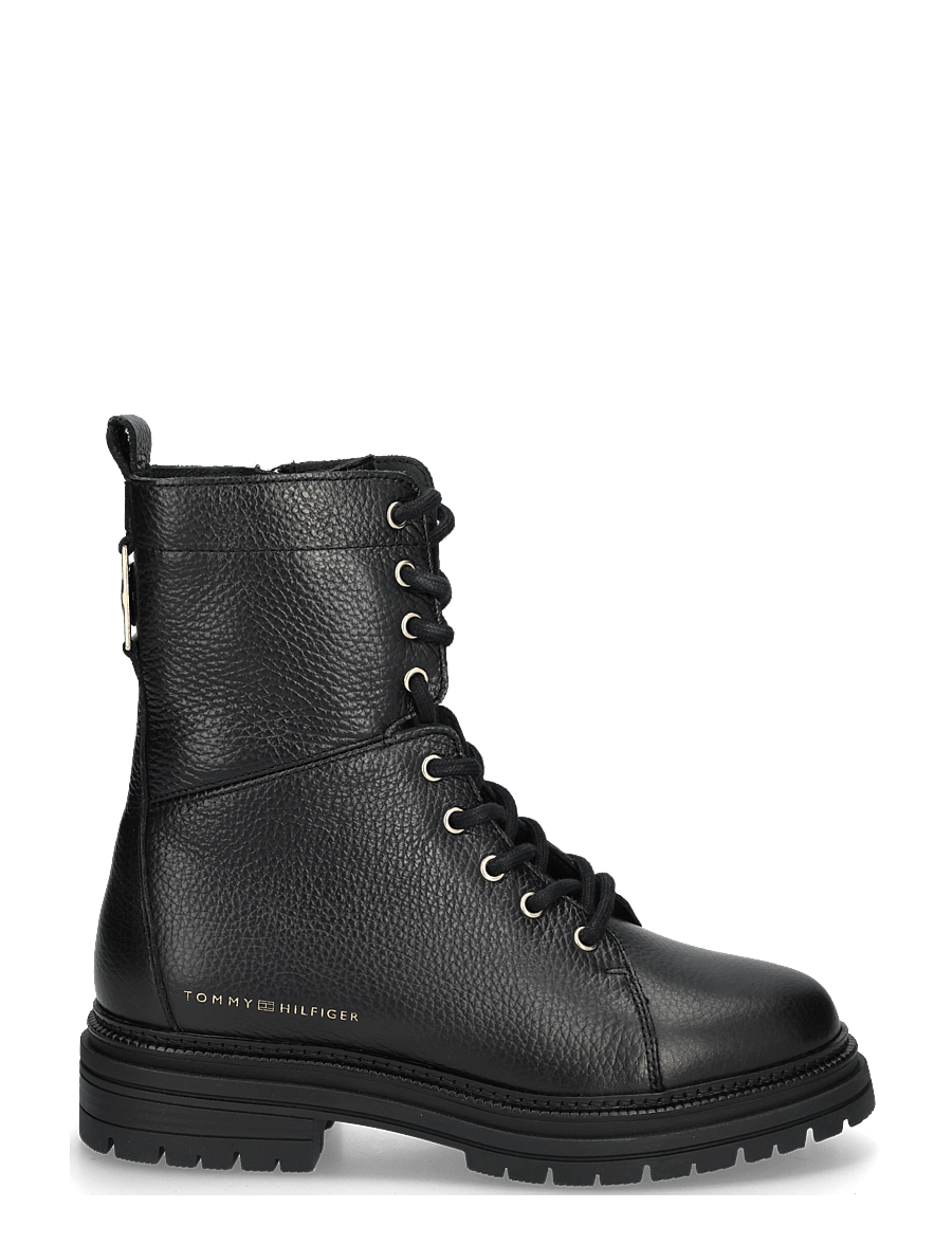Tommy Hilfiger - TH EMBOSS GRAIN LEATHER BOOT - platta ankelboots - black - 2