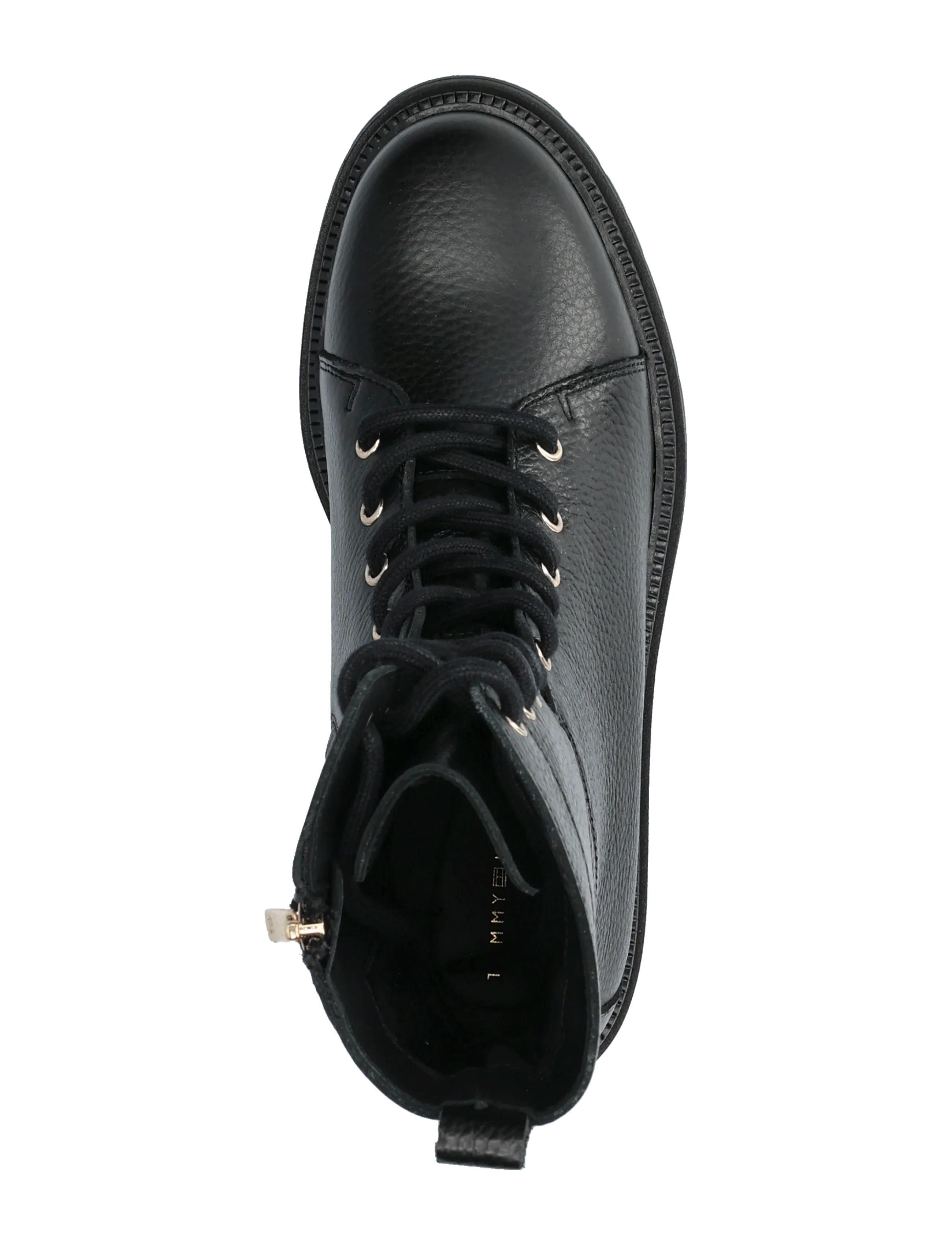 Tommy Hilfiger - TH EMBOSS GRAIN LEATHER BOOT - platta ankelboots - black - 3