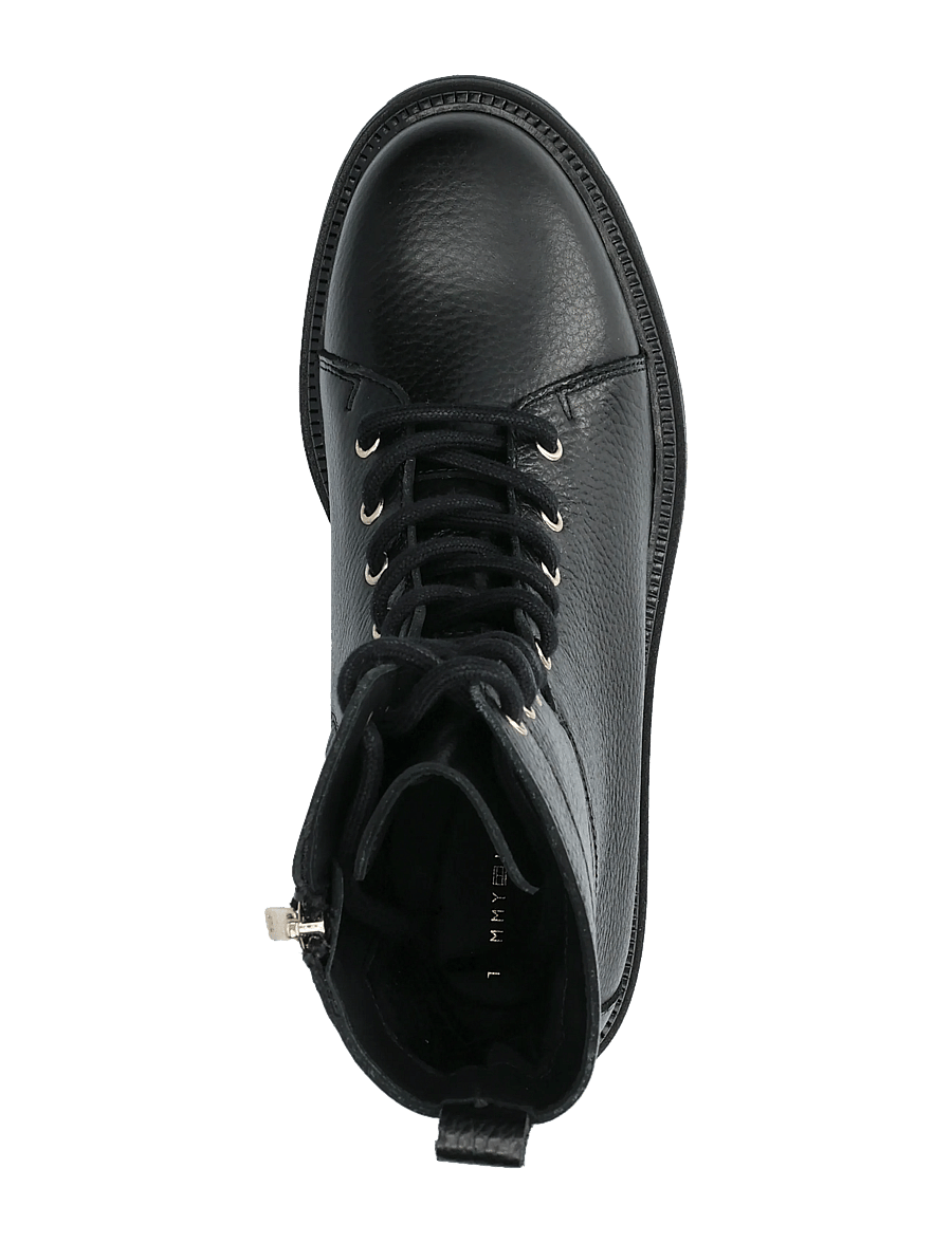 Tommy Hilfiger - TH EMBOSS GRAIN LEATHER BOOT - platta ankelboots - black - 3