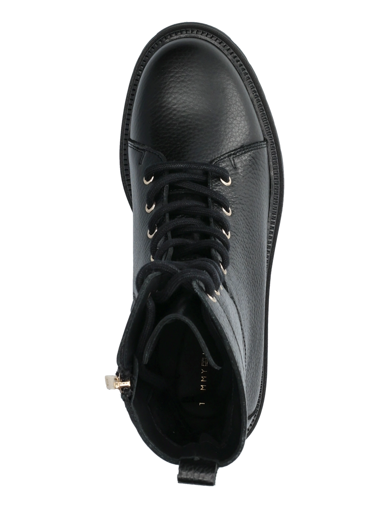 Tommy Hilfiger - TH EMBOSS GRAIN LEATHER BOOT - platta ankelboots - black - 3