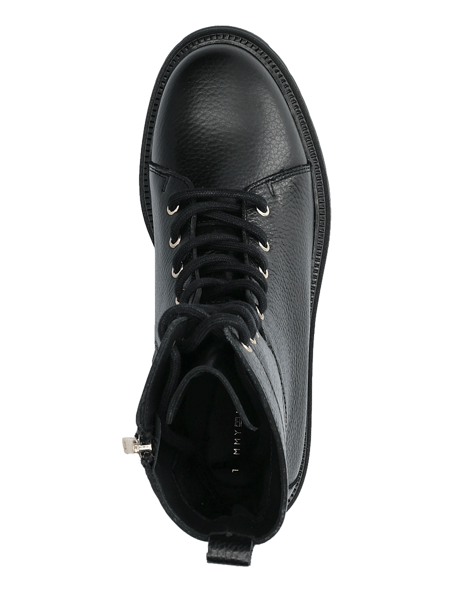 Tommy Hilfiger - TH EMBOSS GRAIN LEATHER BOOT - platta ankelboots - black - 3