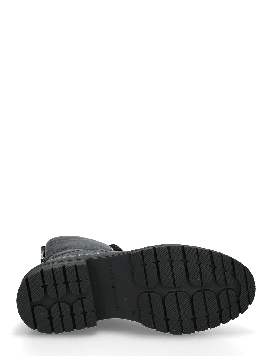 Tommy Hilfiger - TH EMBOSS GRAIN LEATHER BOOT - platta ankelboots - black - 4
