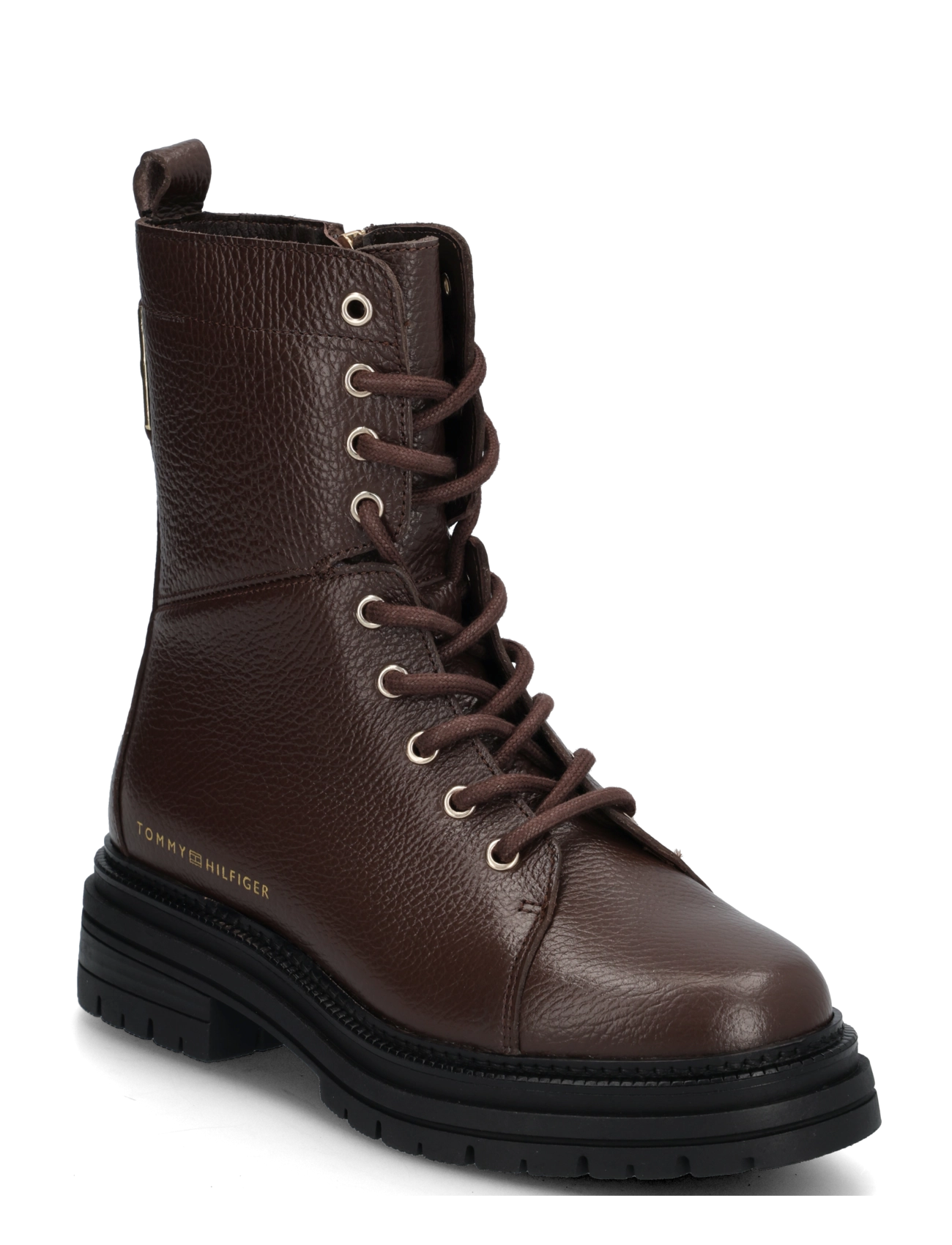 Tommy Hilfiger TH EMBOSS GRAIN LEATHER BOOT - Jalanõud - COCOA / brown