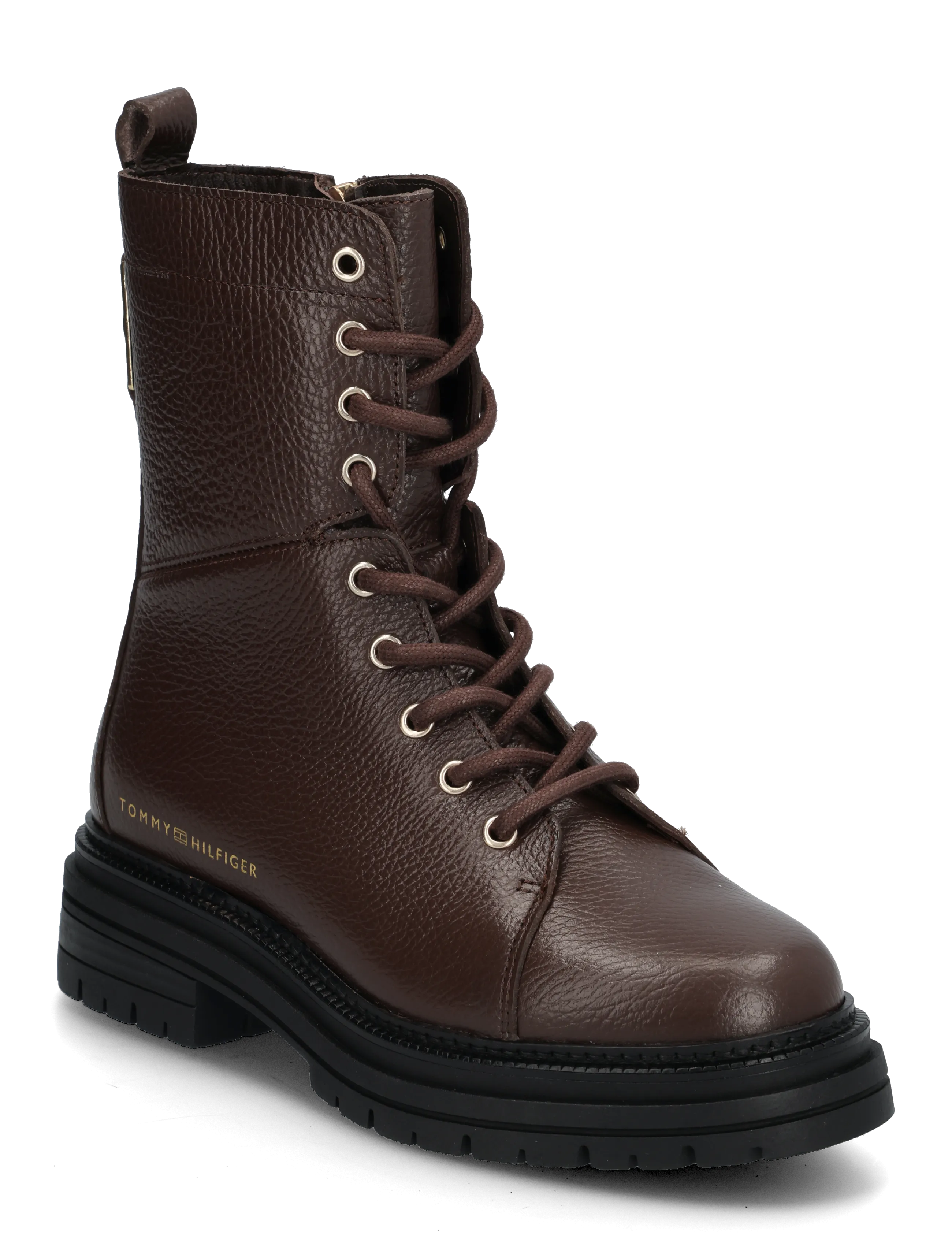 Tommy Hilfiger TH EMBOSS GRAIN LEATHER BOOT - Jalanõud - COCOA / brown