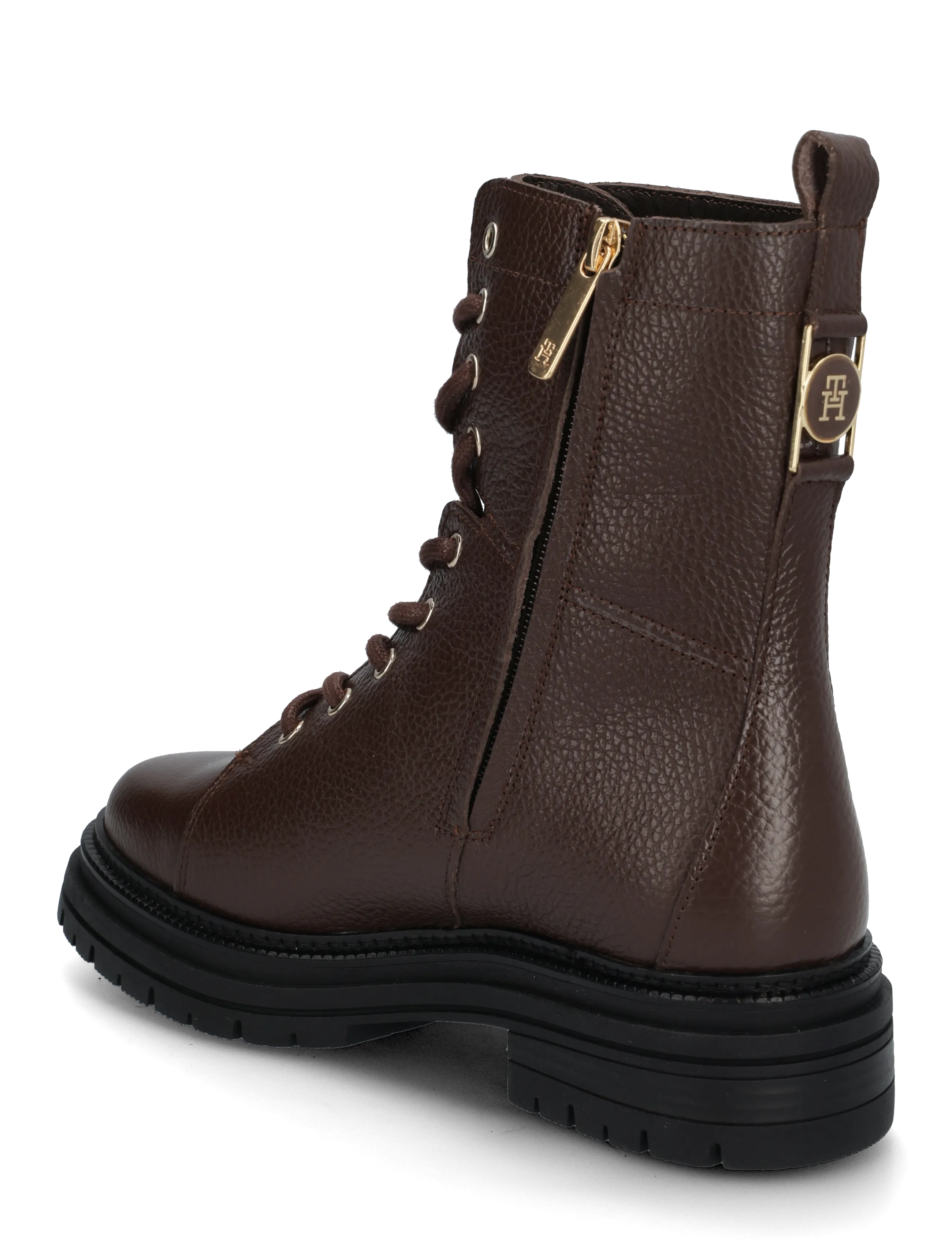 Tommy Hilfiger - TH EMBOSS GRAIN LEATHER BOOT - platta ankelboots - cocoa - 1