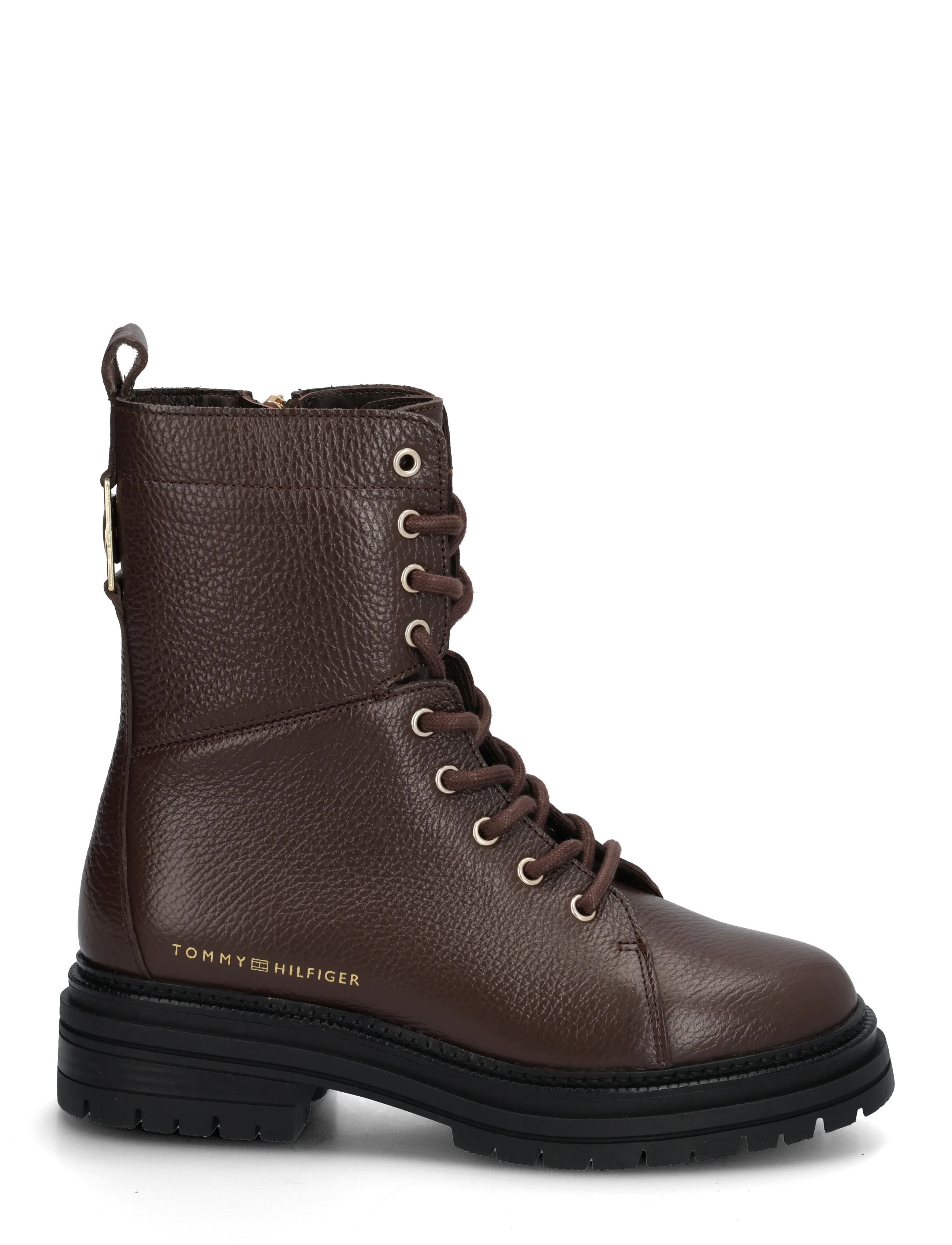 Tommy Hilfiger - TH EMBOSS GRAIN LEATHER BOOT - platta ankelboots - cocoa - 2