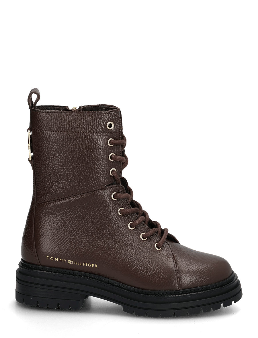 Tommy Hilfiger - TH EMBOSS GRAIN LEATHER BOOT - flade ankelstøvler - cocoa - 2