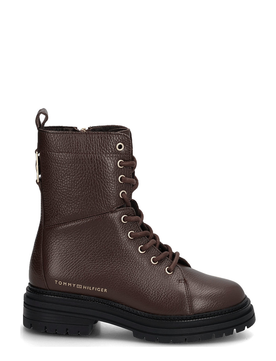 Tommy Hilfiger - TH EMBOSS GRAIN LEATHER BOOT - flade ankelstøvler - cocoa - 2