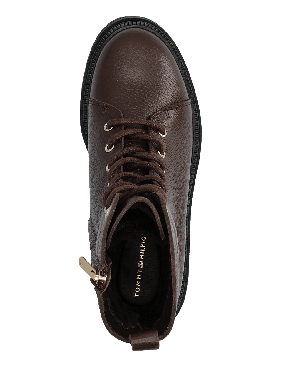 Tommy Hilfiger - TH EMBOSS GRAIN LEATHER BOOT - flade ankelstøvler - cocoa - 3