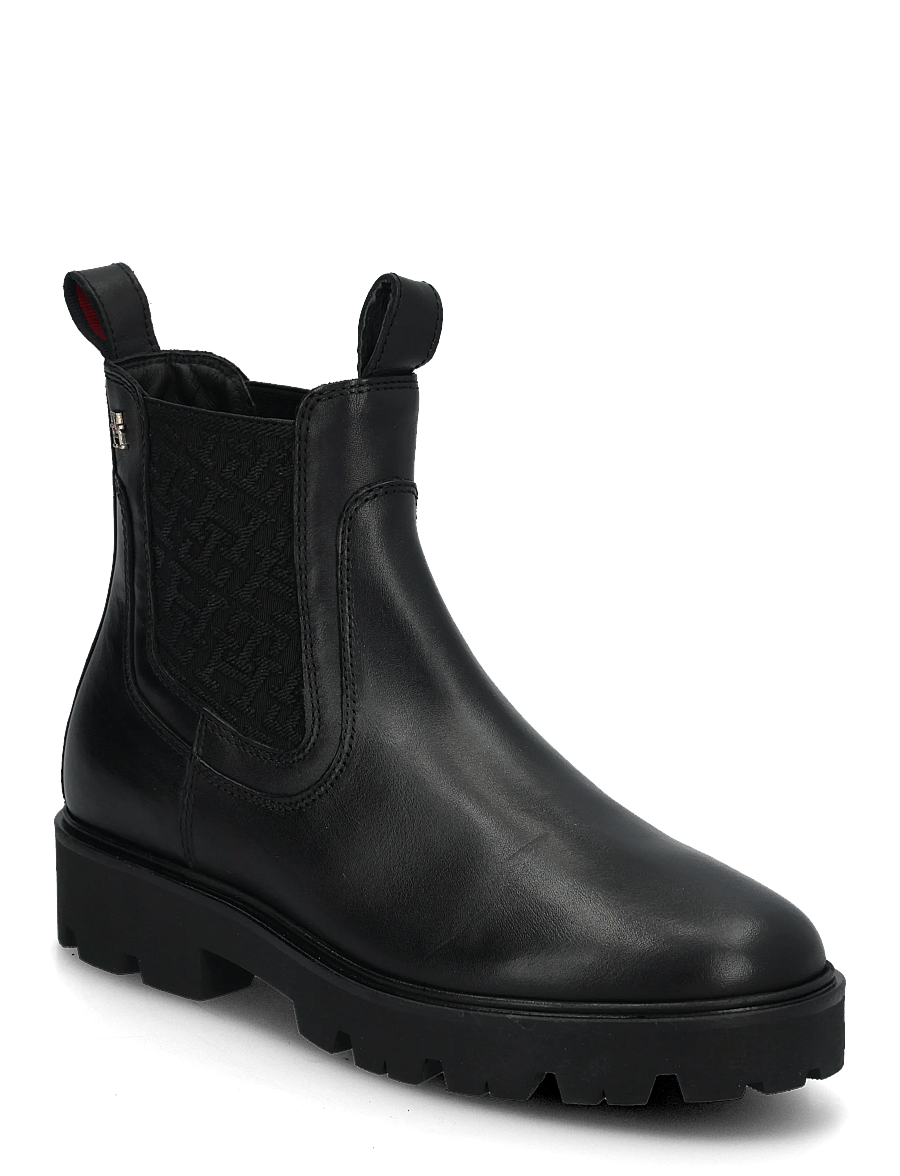 Tommy Hilfiger - TH MONOGRAM LEATHER CHELSEA BOOT - chelsea boots - black - 0