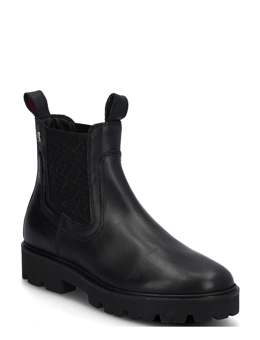 Tommy Hilfiger - TH MONOGRAM LEATHER CHELSEA BOOT - chelsea boots - black - 0